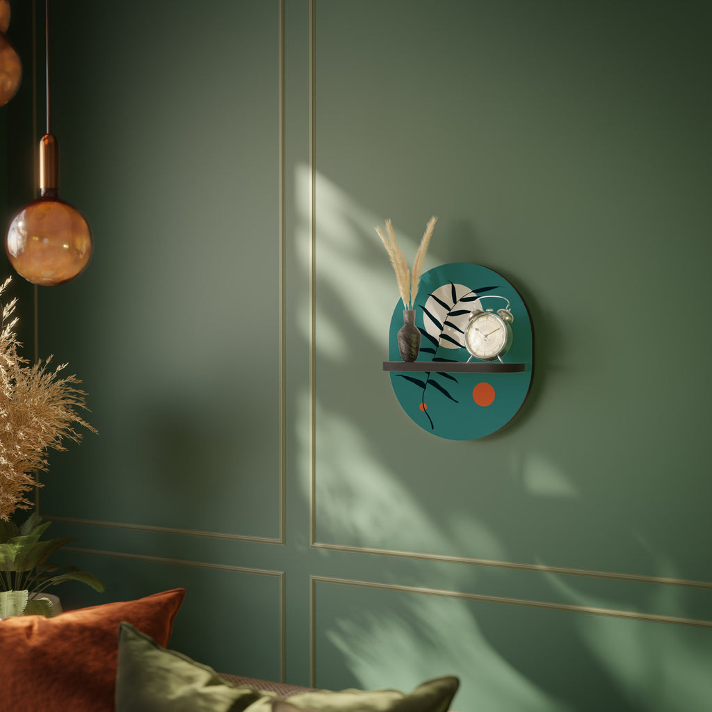 Étagère d'art ovale MYSTERIOUS LEAF en finition noire