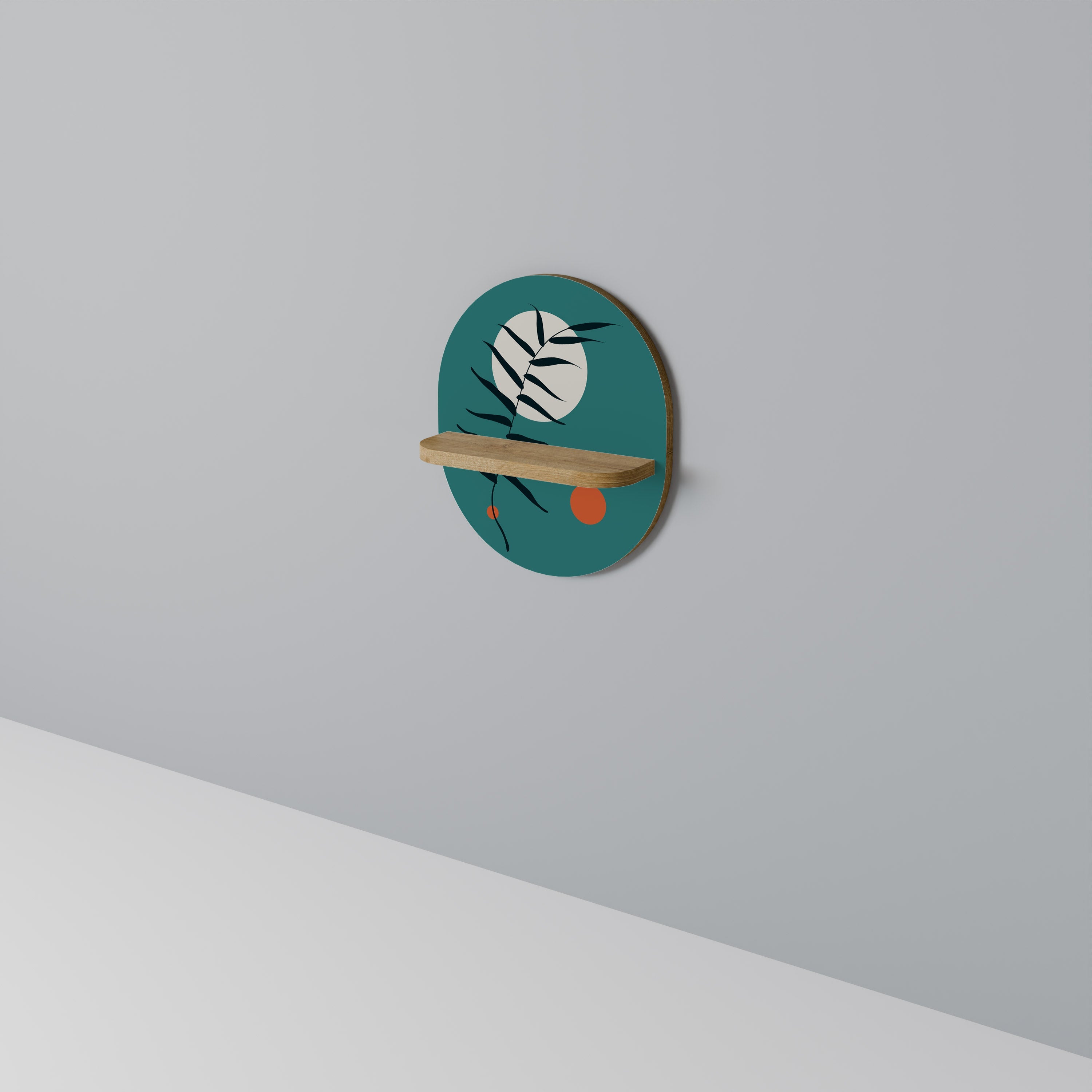 Étagère d'art ovale Mysterious Leaf effet chêne