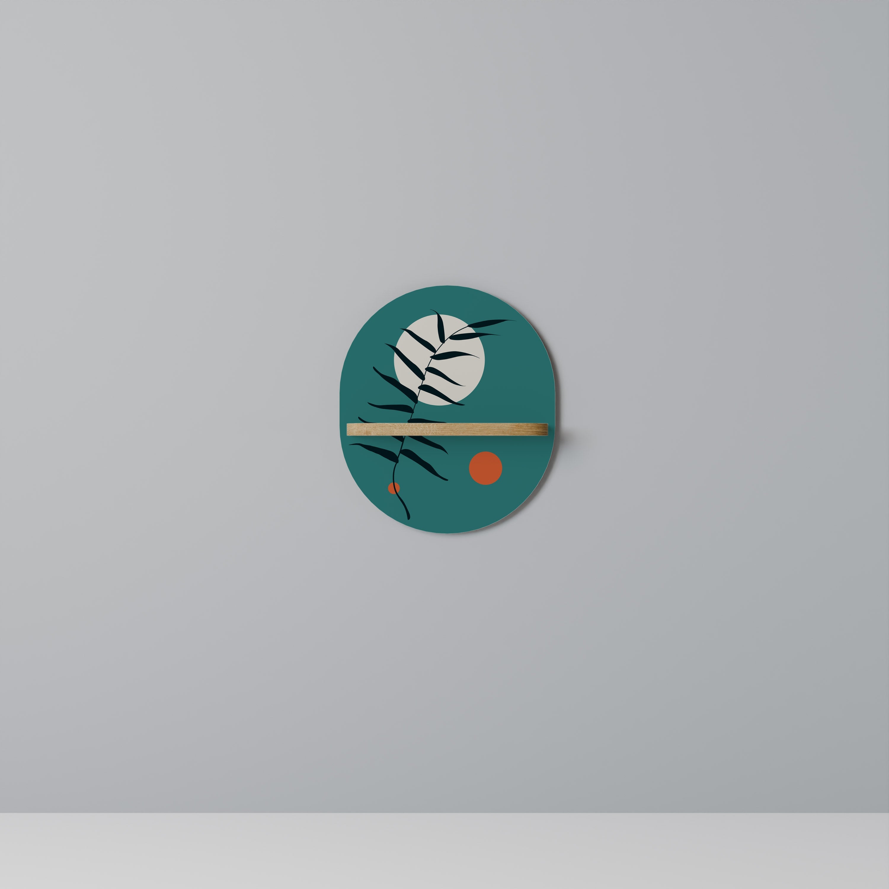 Étagère d'art ovale Mysterious Leaf effet chêne