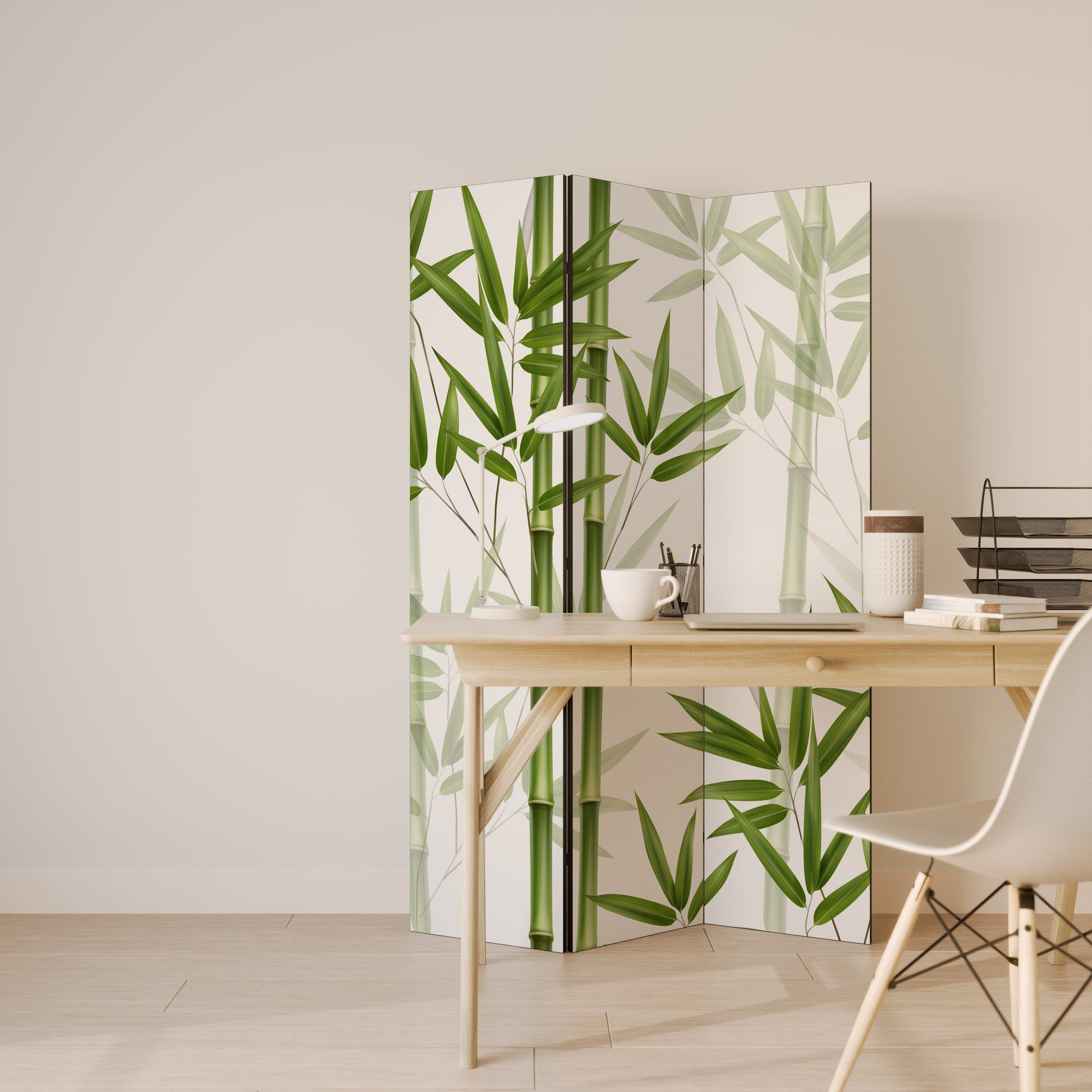 Paravent décoratif à 3 panneaux SERENE BAMBOO WHISPERS