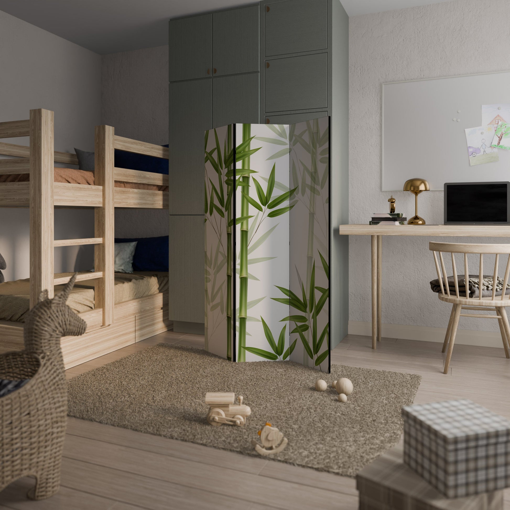 Paravent décoratif à 3 panneaux SERENE BAMBOO WHISPERS