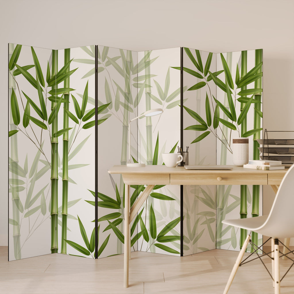 SERENE BAMBOO WHISPERS Decorative 6-Panel Room Divider