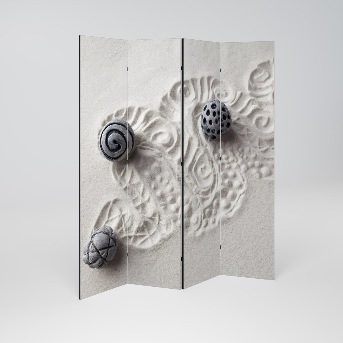SAND SCULPTED SERENITY 4-Panel Room Divider