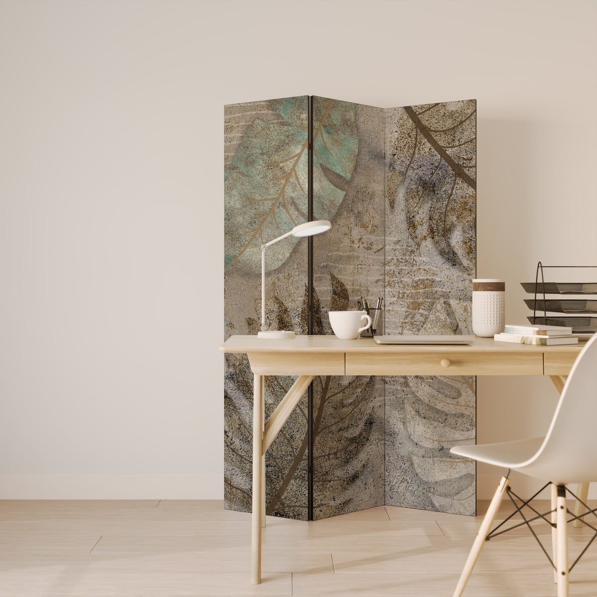 TEXTURED TRANQUILITY 3-Panel Room Divider