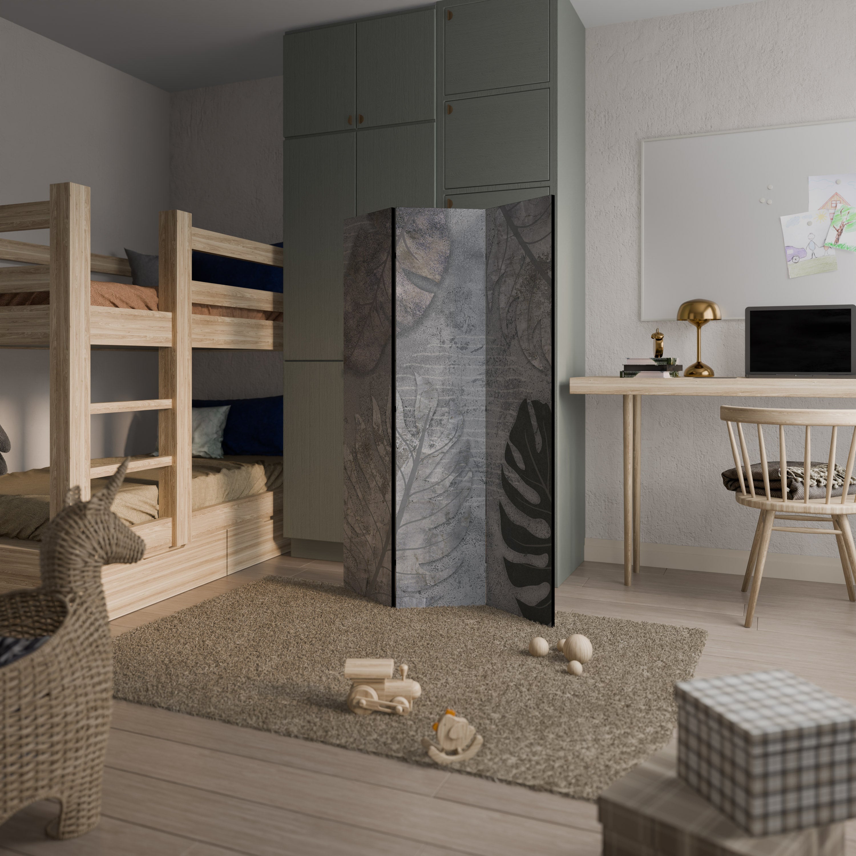 Cloison décorative à 3 panneaux VINTAGE GREENERY