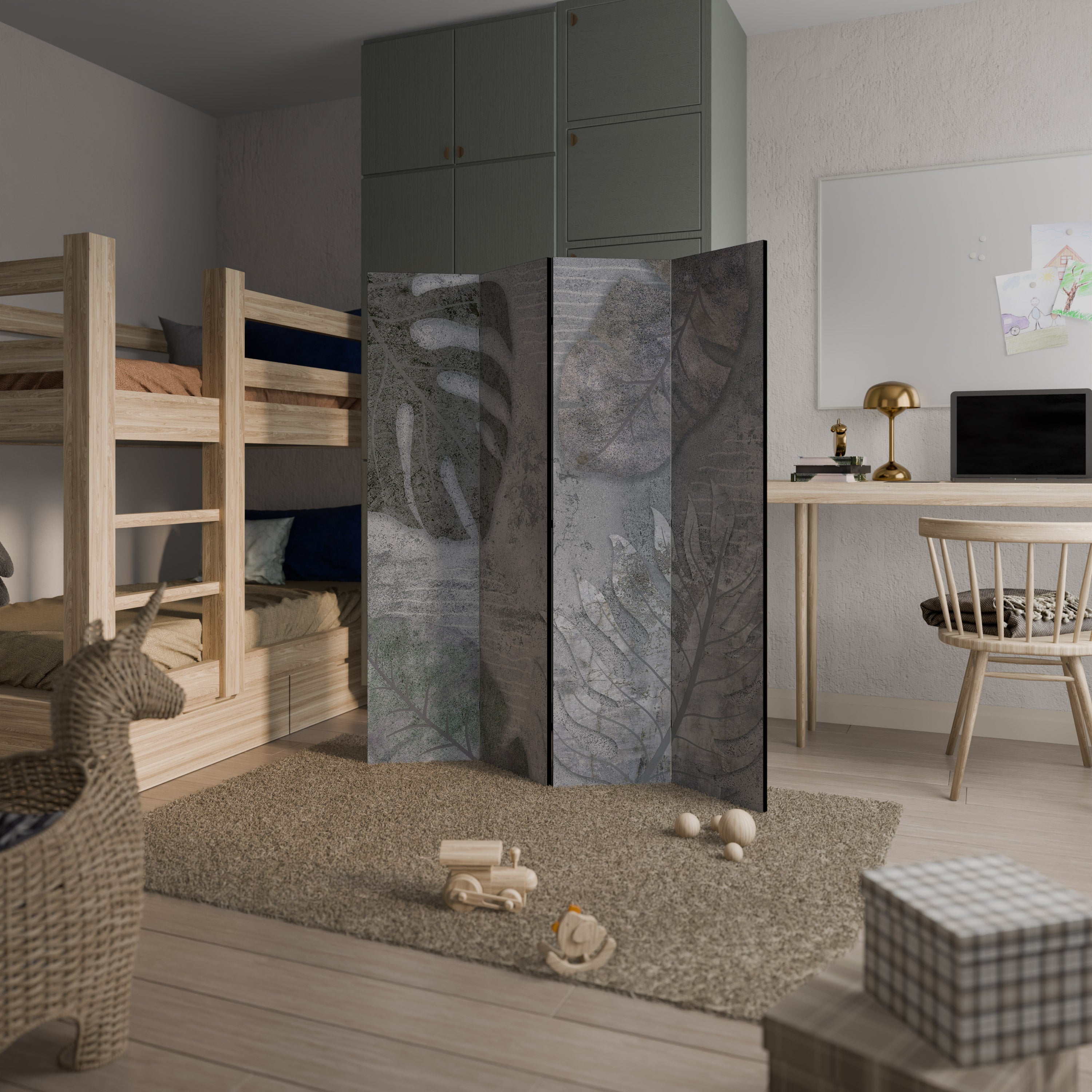 Cloison décorative à 4 panneaux VINTAGE GREENERY