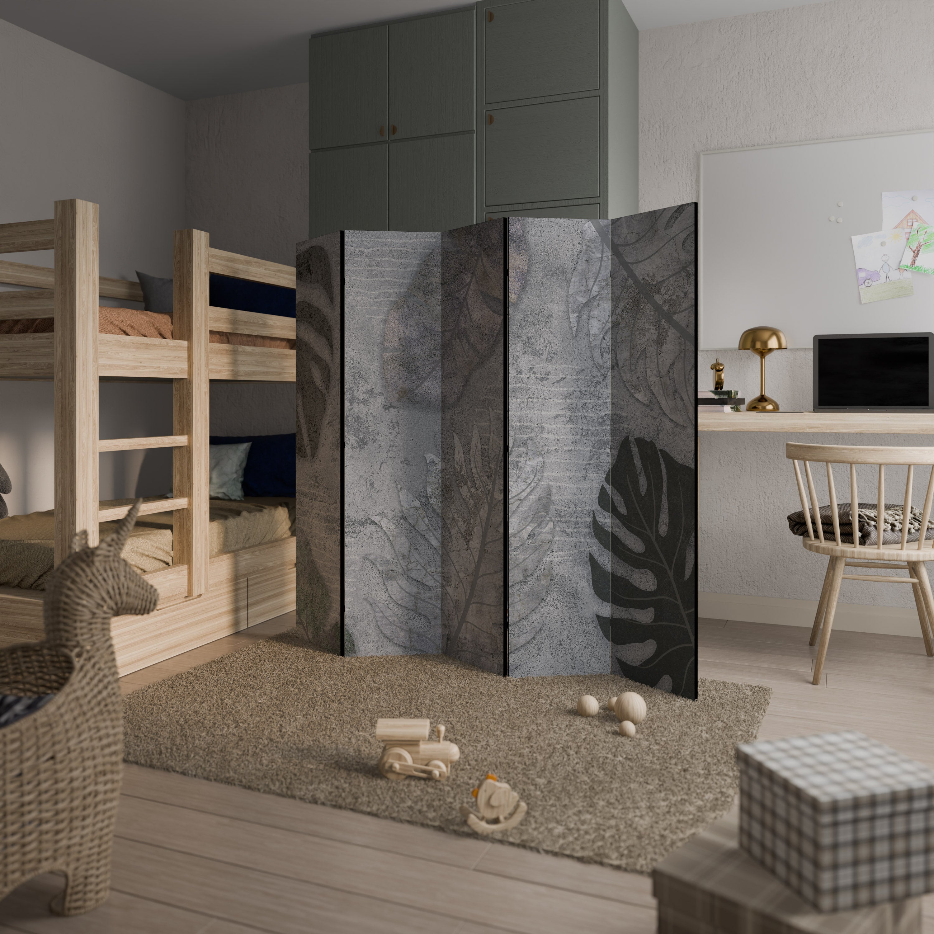 Cloison décorative à 5 panneaux VINTAGE GREENERY