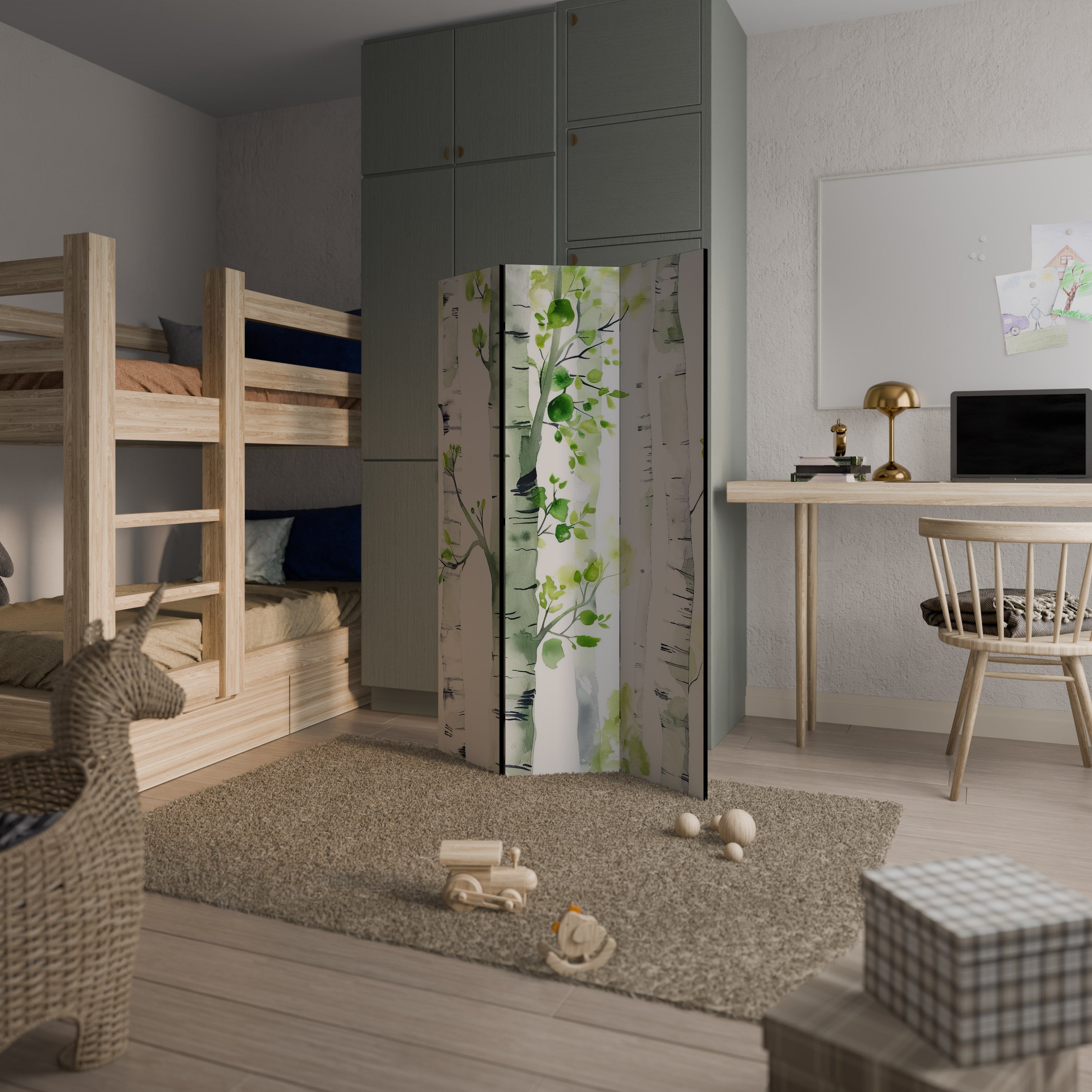 Paravent décoratif à 3 panneaux BIRCHY SOLACE