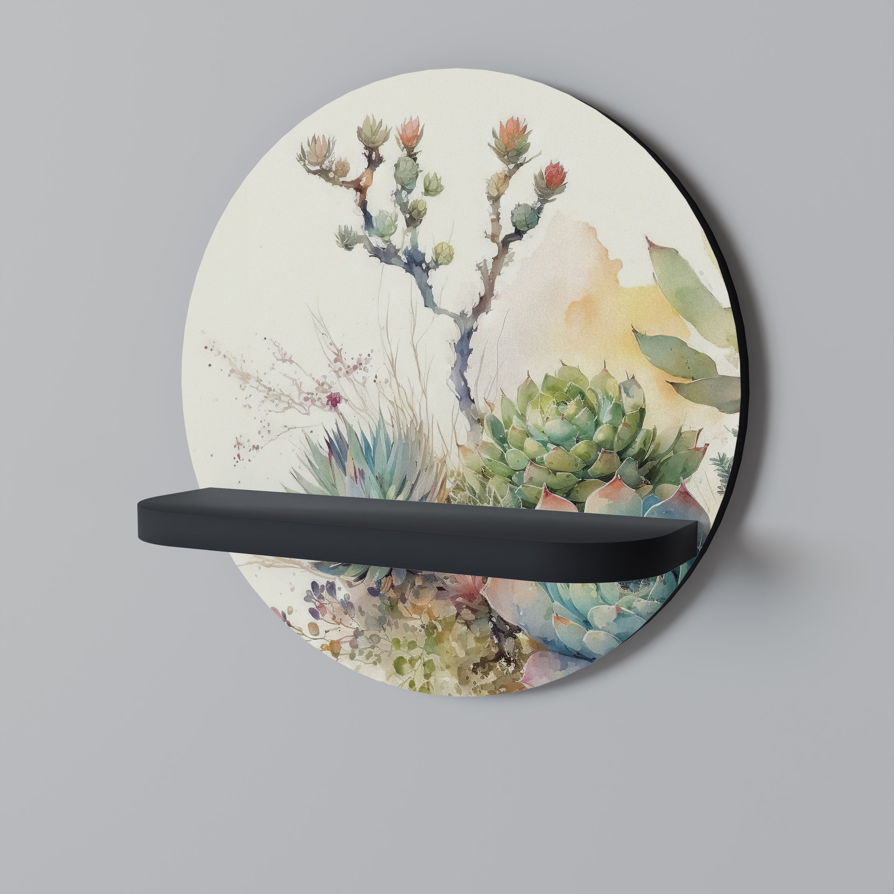 Étagère ronde d'art SECRET GARDEN en finition noire