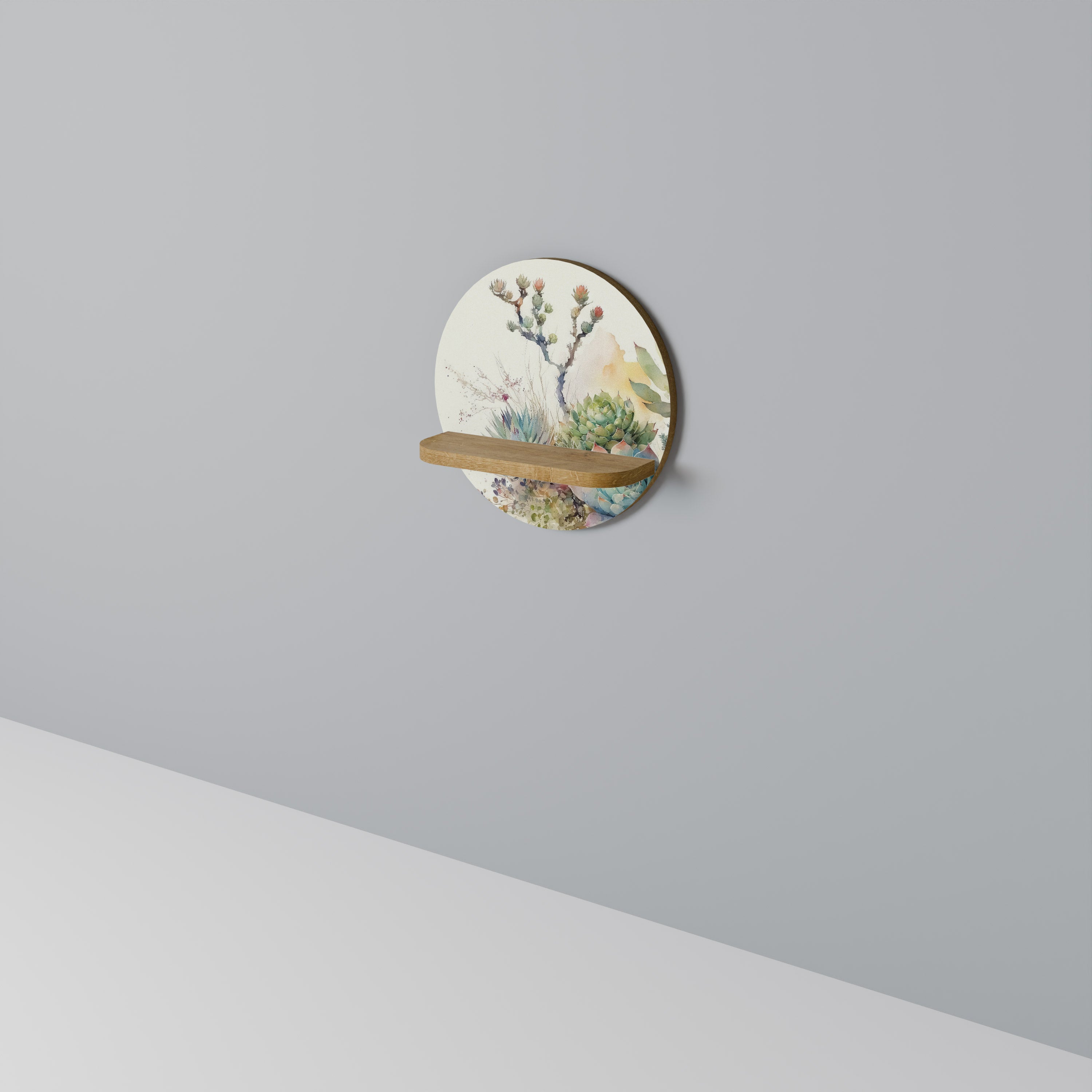 Étagère ronde effet chêne SECRET GARDEN