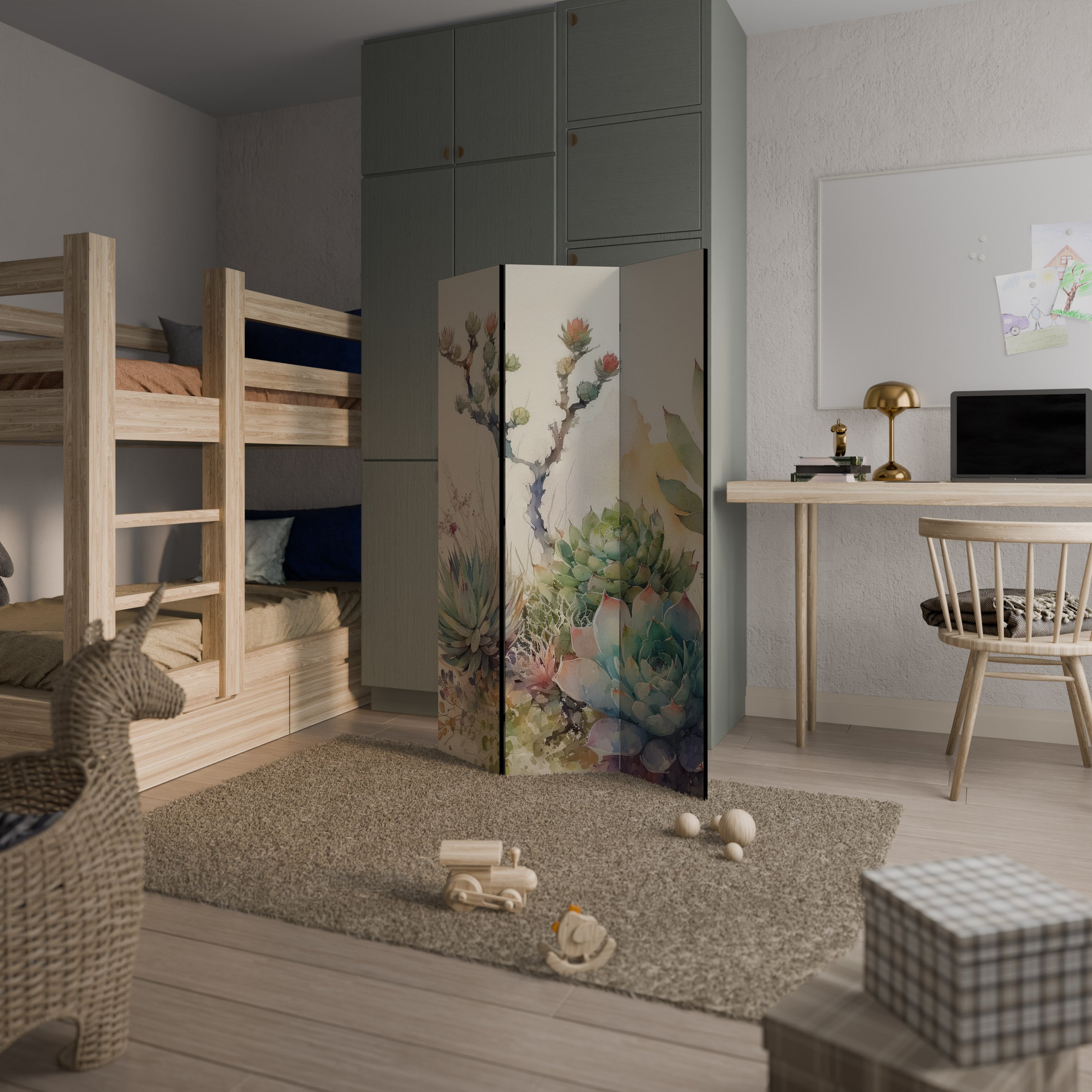 Séparateur de pièce décoratif à 3 panneaux SECRET GARDEN