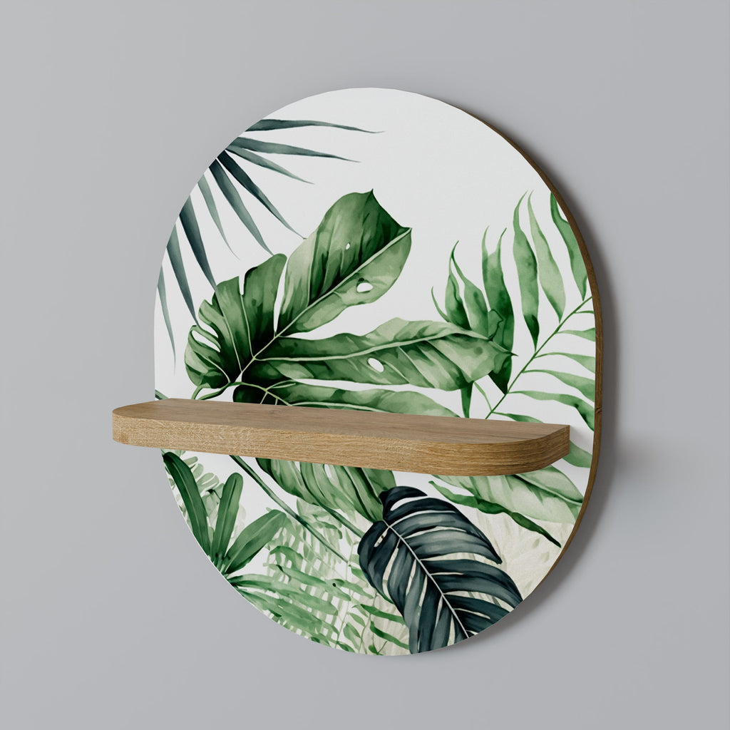 Étagère d'art ovale MONSTERA DREAM effet chêne