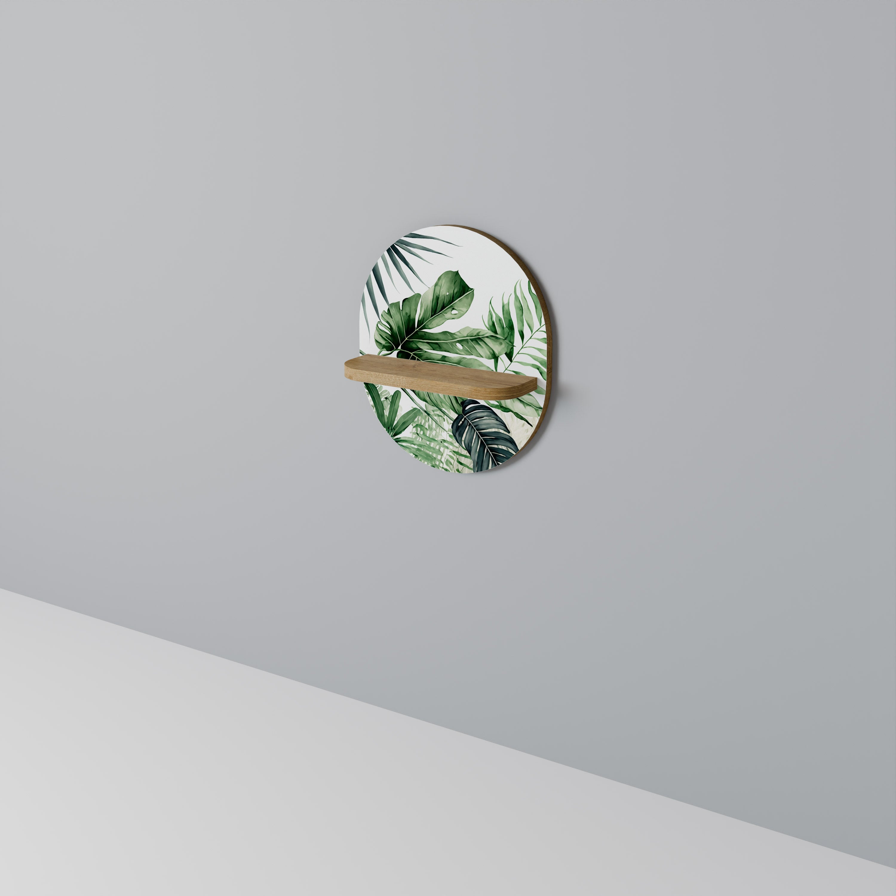 Étagère d'art ovale MONSTERA DREAM effet chêne