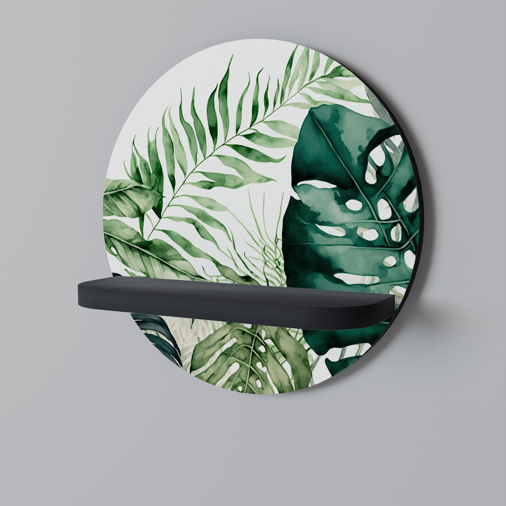 Étagère d'art ronde MONSTERA DREAM en finition noire