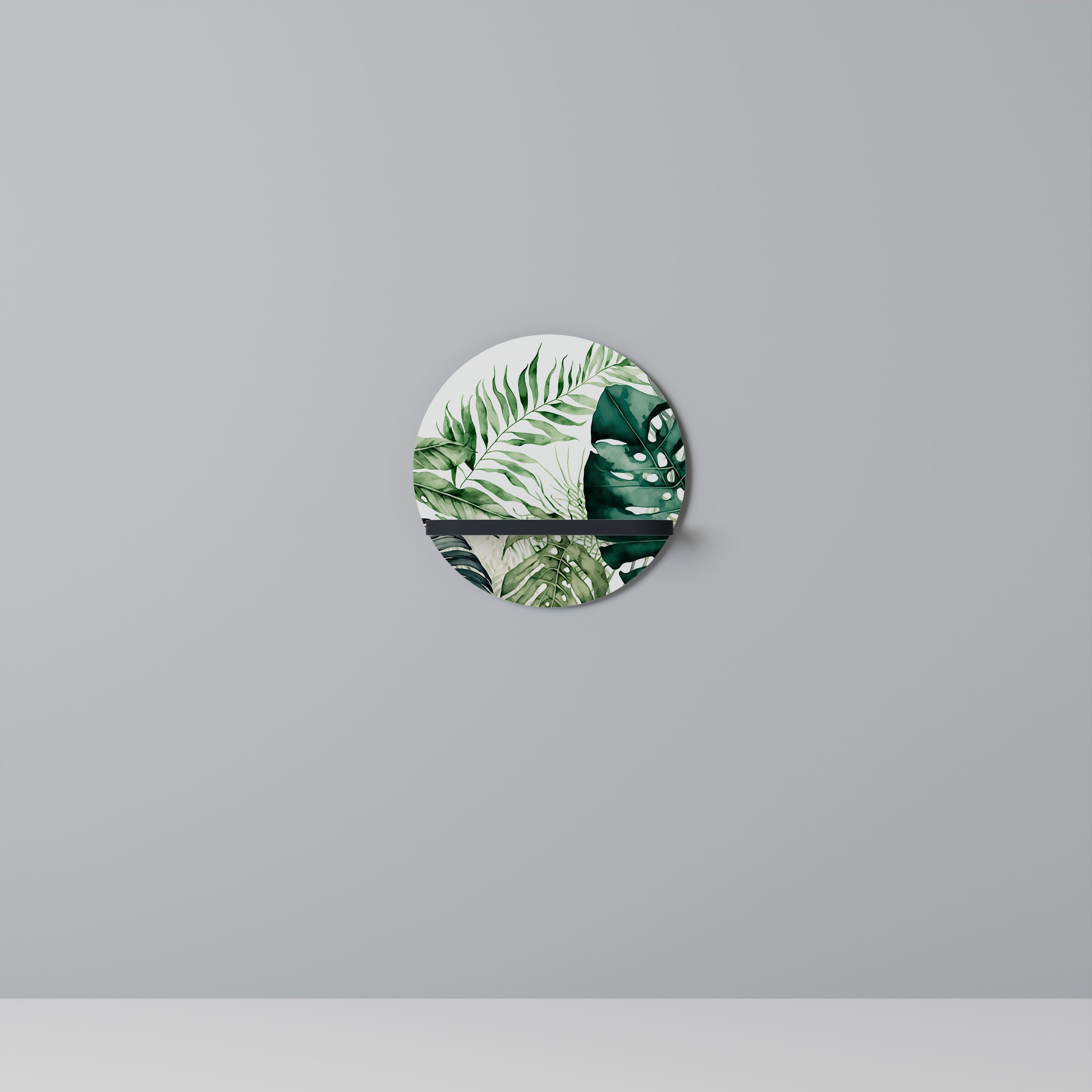 Étagère d'art ronde MONSTERA DREAM en finition noire