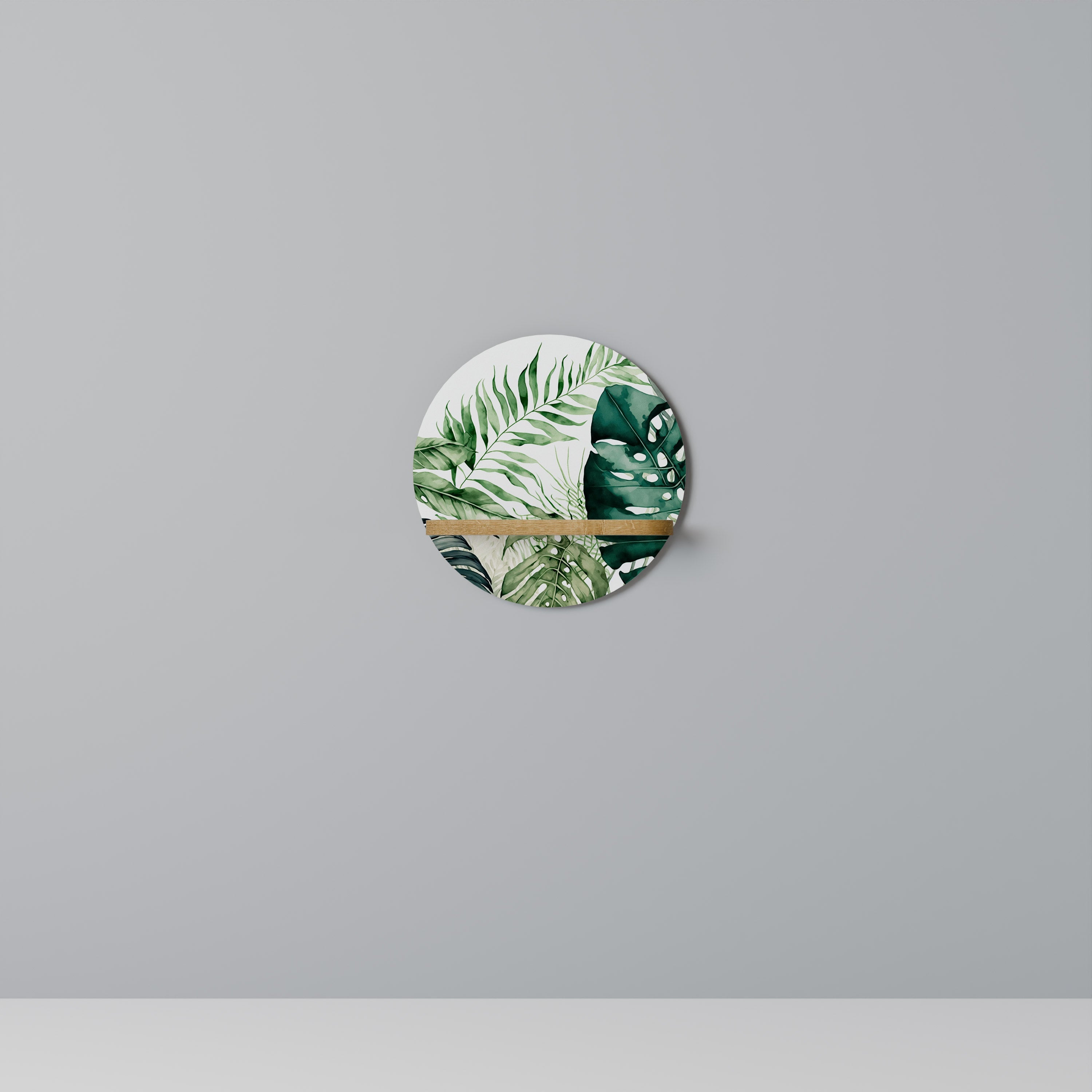 Étagère d'art ronde MONSTERA DREAM effet chêne