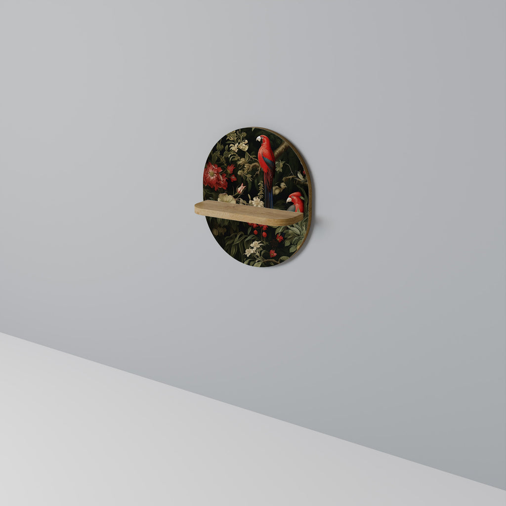 Étagère d'art ovale AVIAN BLOSSOMS effet chêne