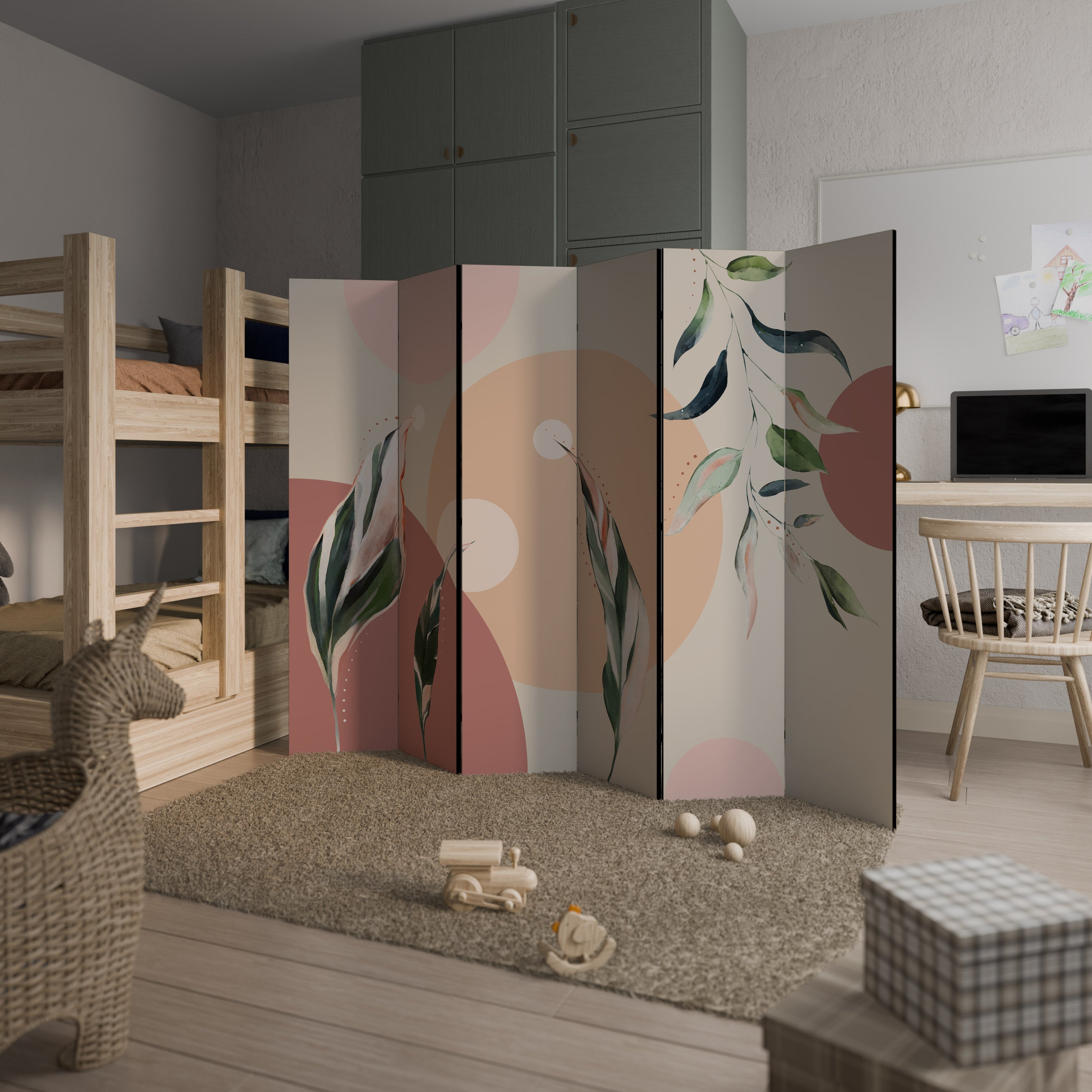 Séparateur de pièce décoratif à 6 panneaux LEAFY SYMPHONY