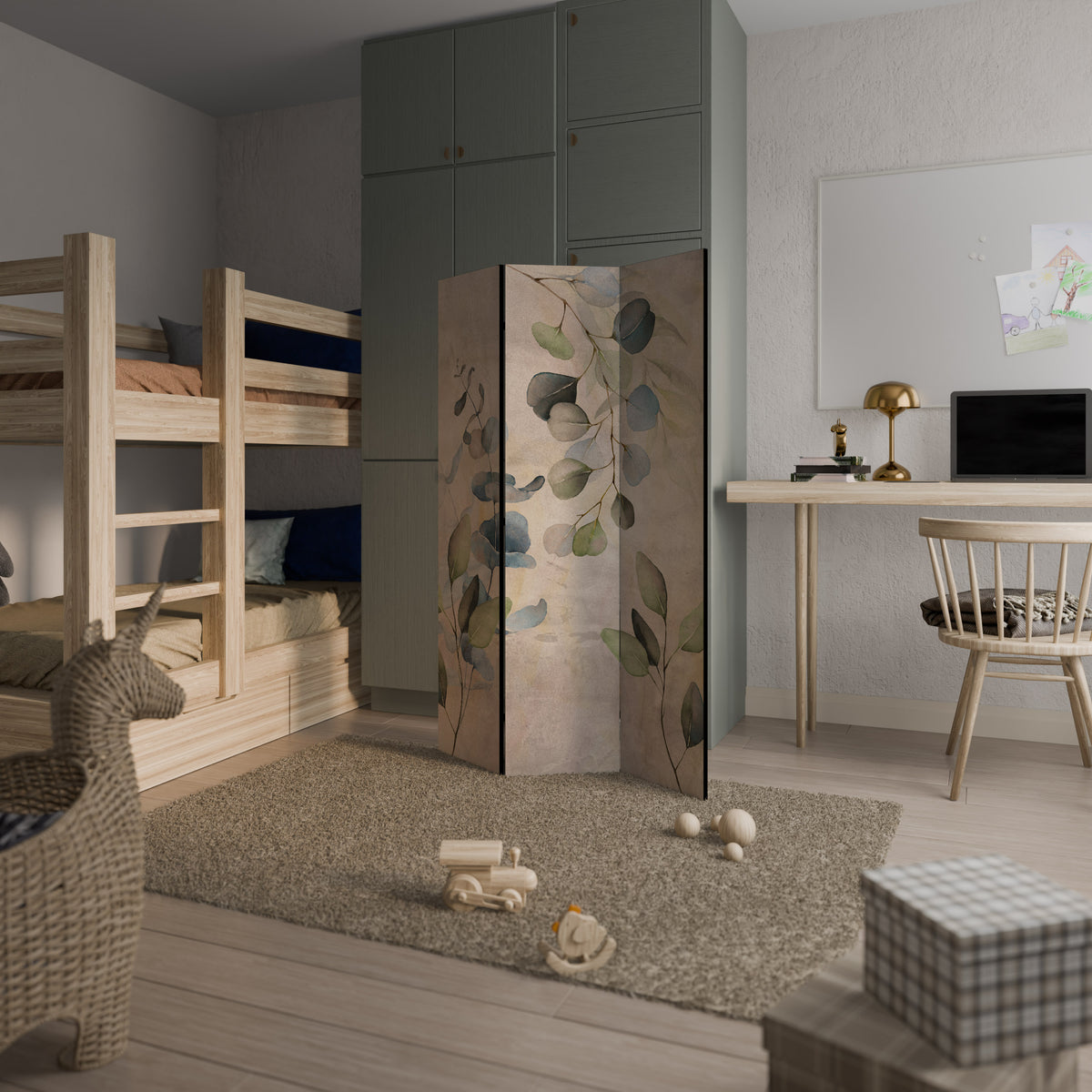 SOFT EARTHEN EMBRACE 3-Panel Room Divider