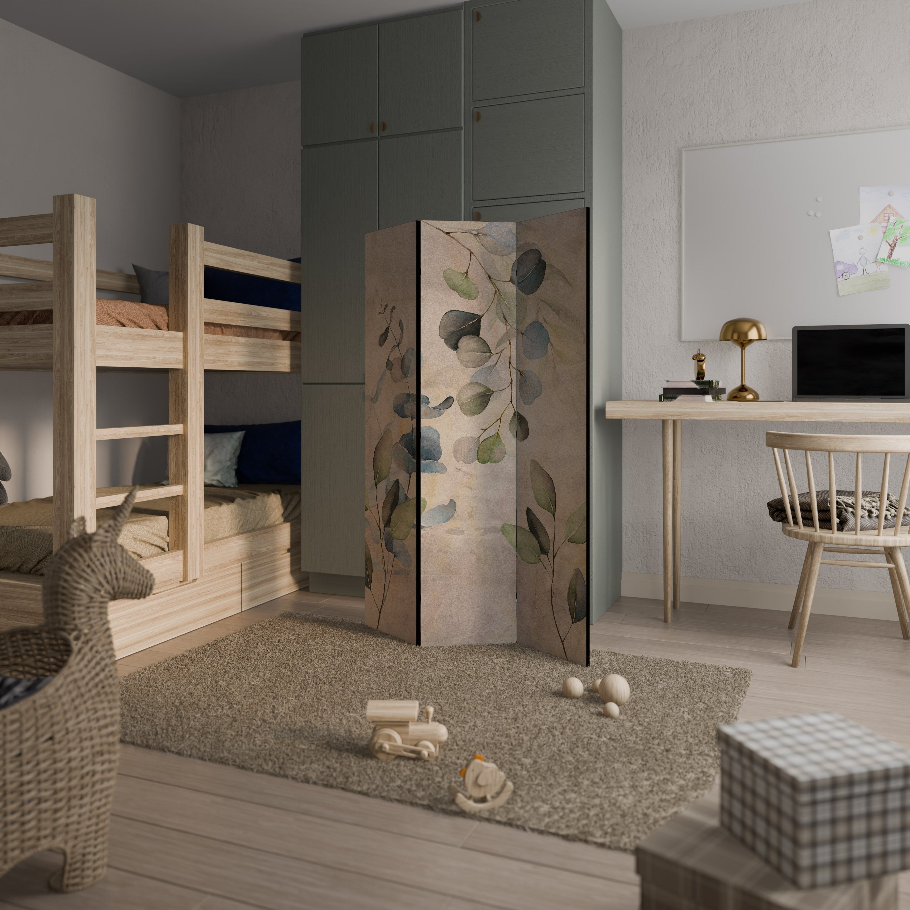 Séparateur de pièce décoratif à 3 panneaux SOFT EARTHEN EMBRACE