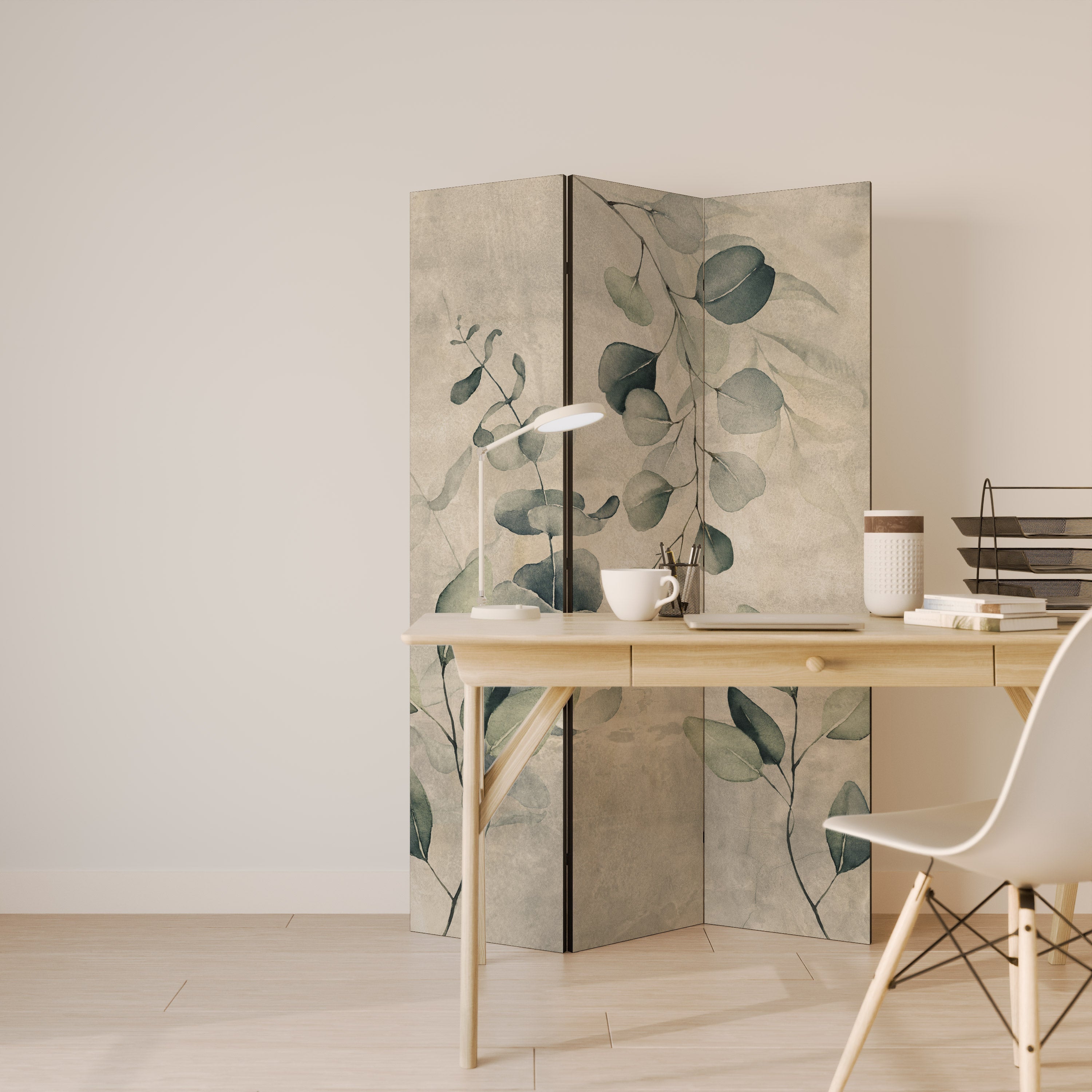 ÉLÉGANCE AUX TONS TERREUX Séparateur de pièce décoratif à 3 panneaux