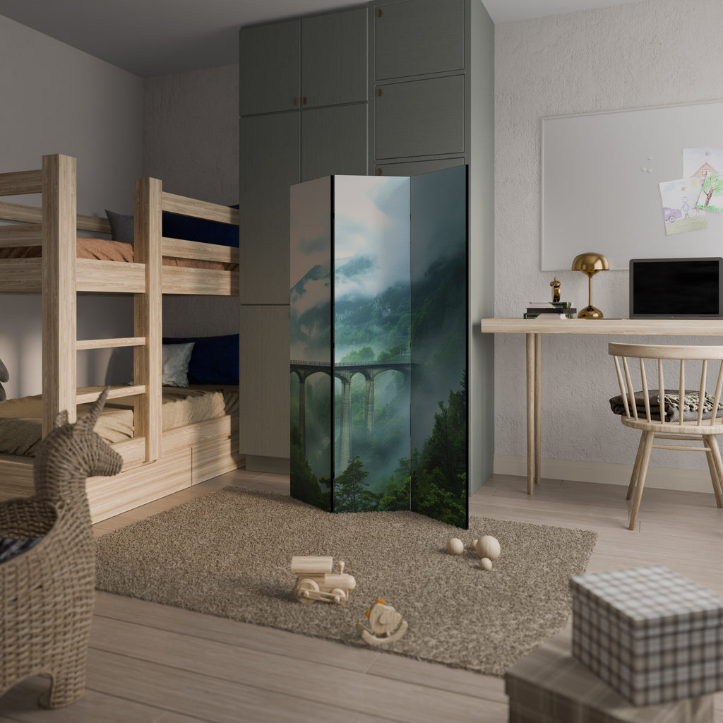 Paravent décoratif à 3 panneaux MISTY MOUNTAIN BRIDGES