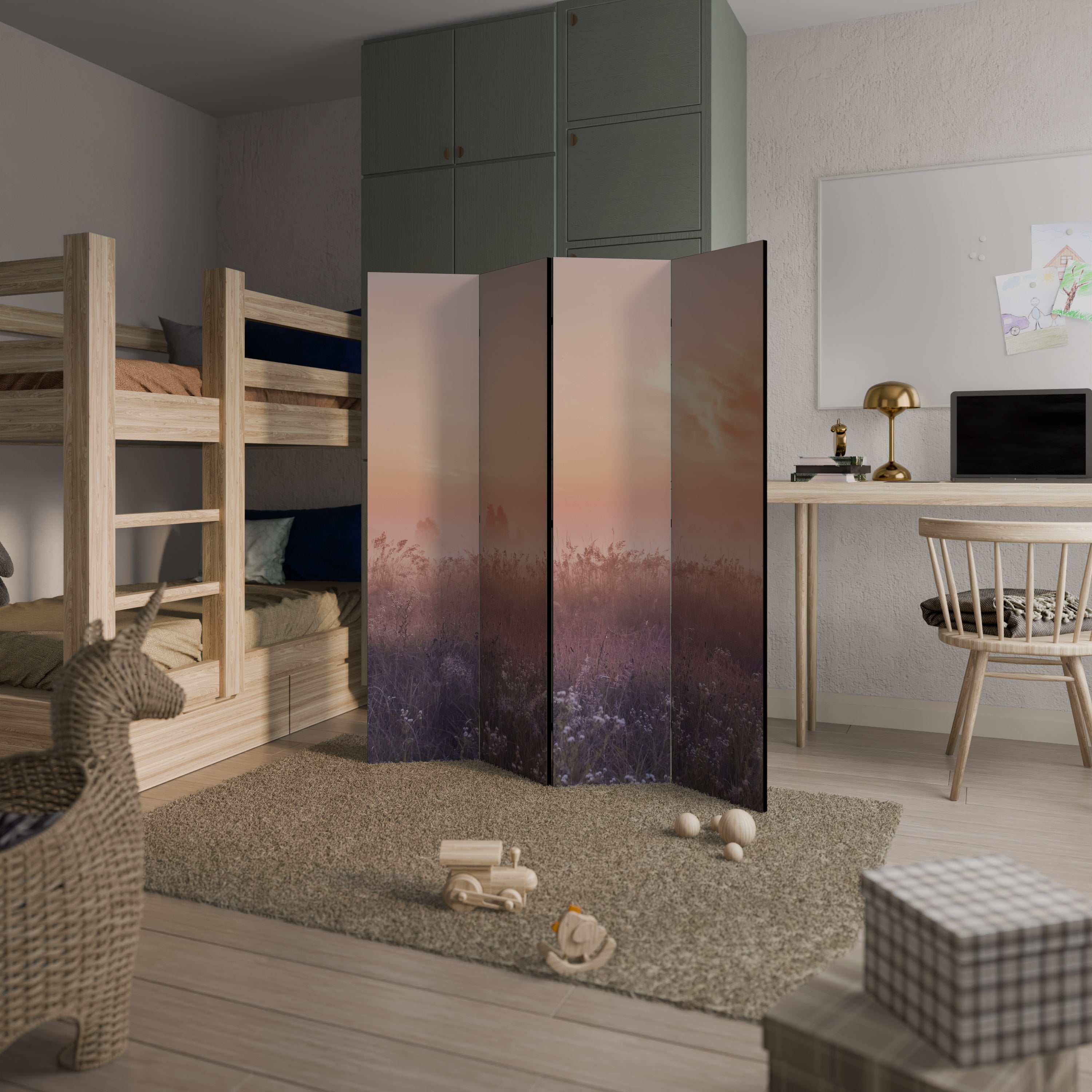 Cloison décorative à 4 panneaux ENCHANTED MORNING VEIL