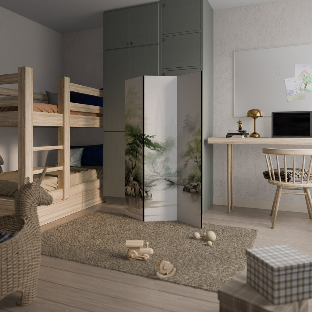 SCÈNE DE PAYSAGE AQUATIQUE HARMONIEUX - Paravent décoratif à 3 panneaux