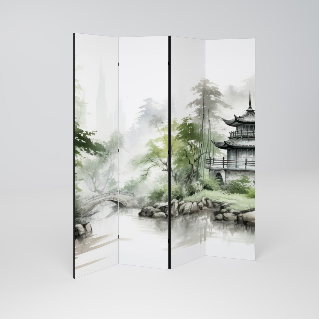 HARMONIOUS WATERSCAPE SCENE 4-Panel Room Divider
