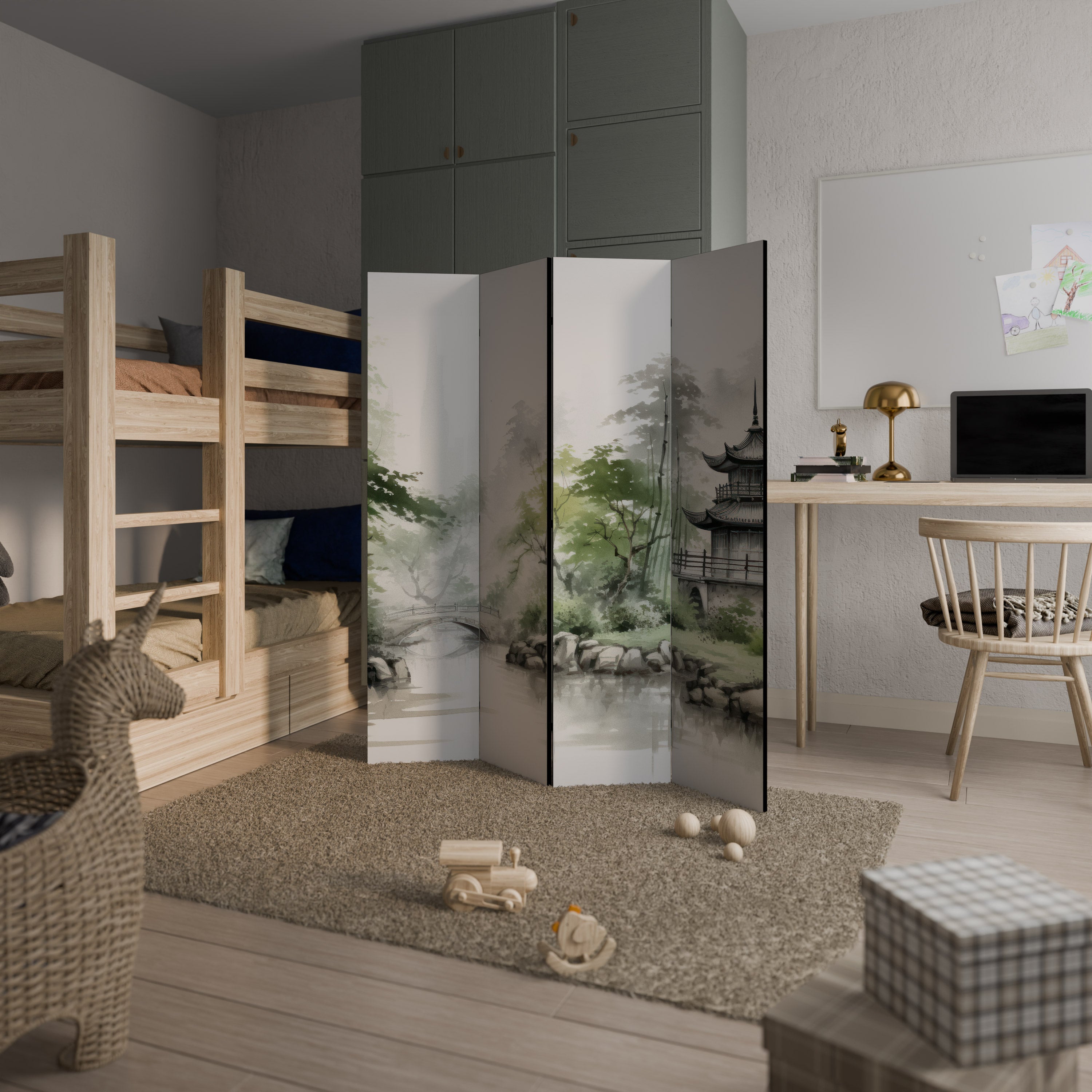 HARMONIOUS WATERSCAPE SCENE 4-Panel Room Divider