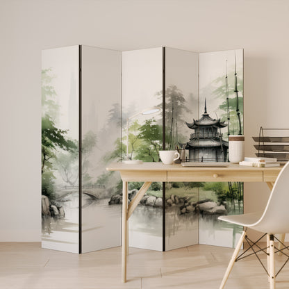 HARMONIOUS WATERSCAPE SCENE 5-Panel Room Divider