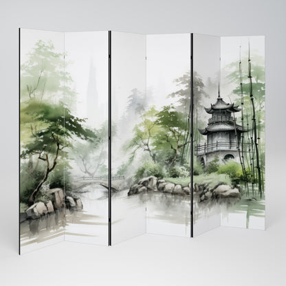 HARMONIOUS WATERSCAPE SCENE 6-Panel Room Divider