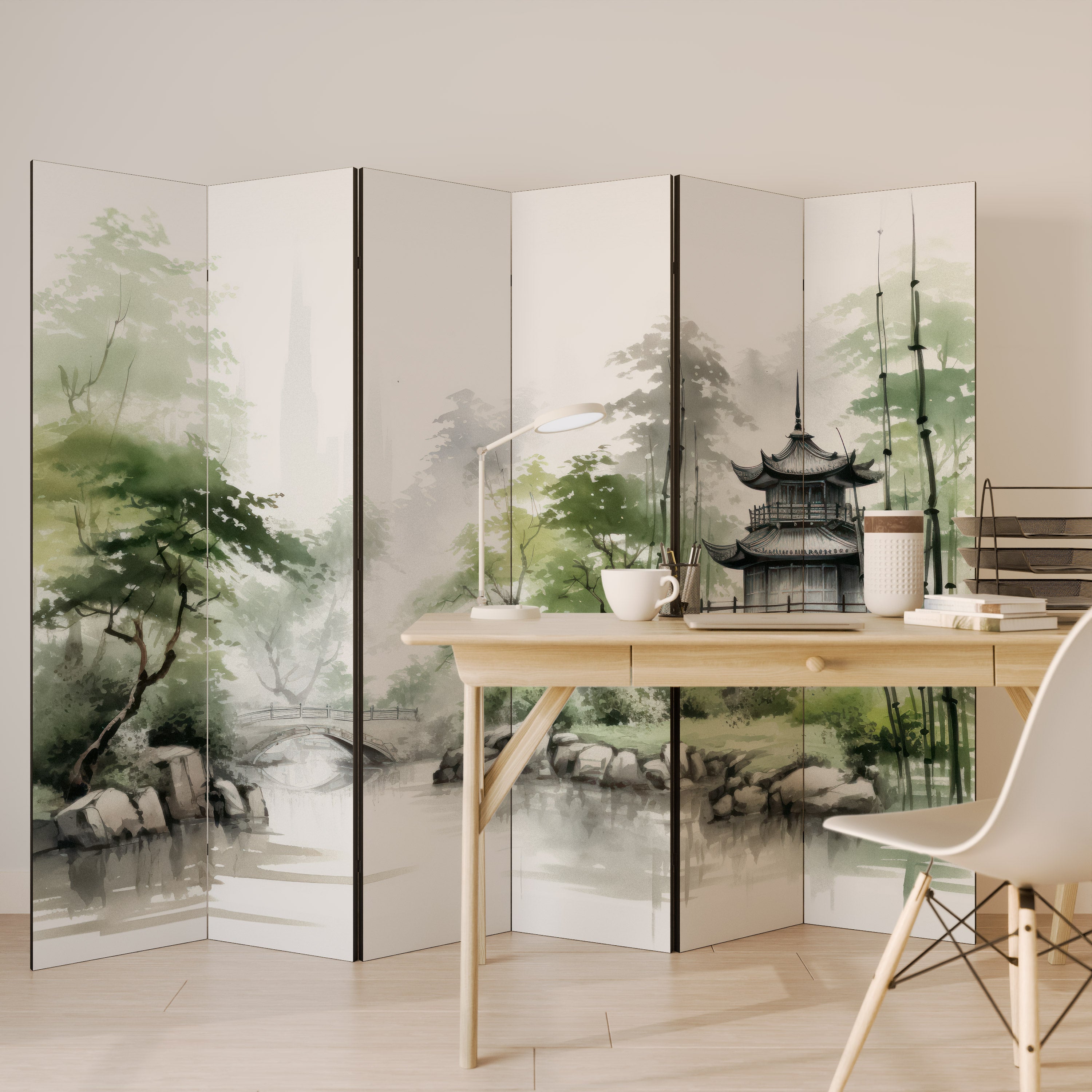 HARMONIOUS WATERSCAPE SCENE 6-Panel Room Divider