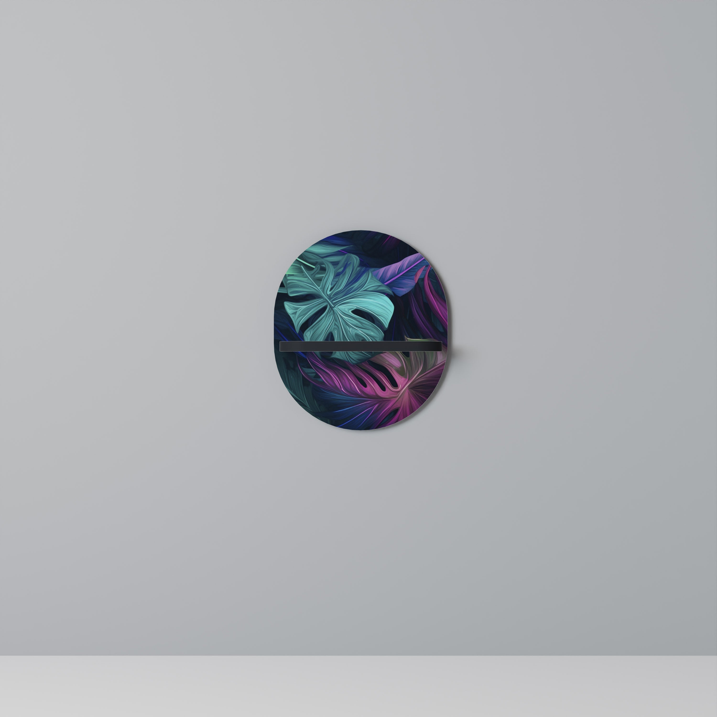 Étagère ovale PSYCHODELIC MONSTERA en finition noire