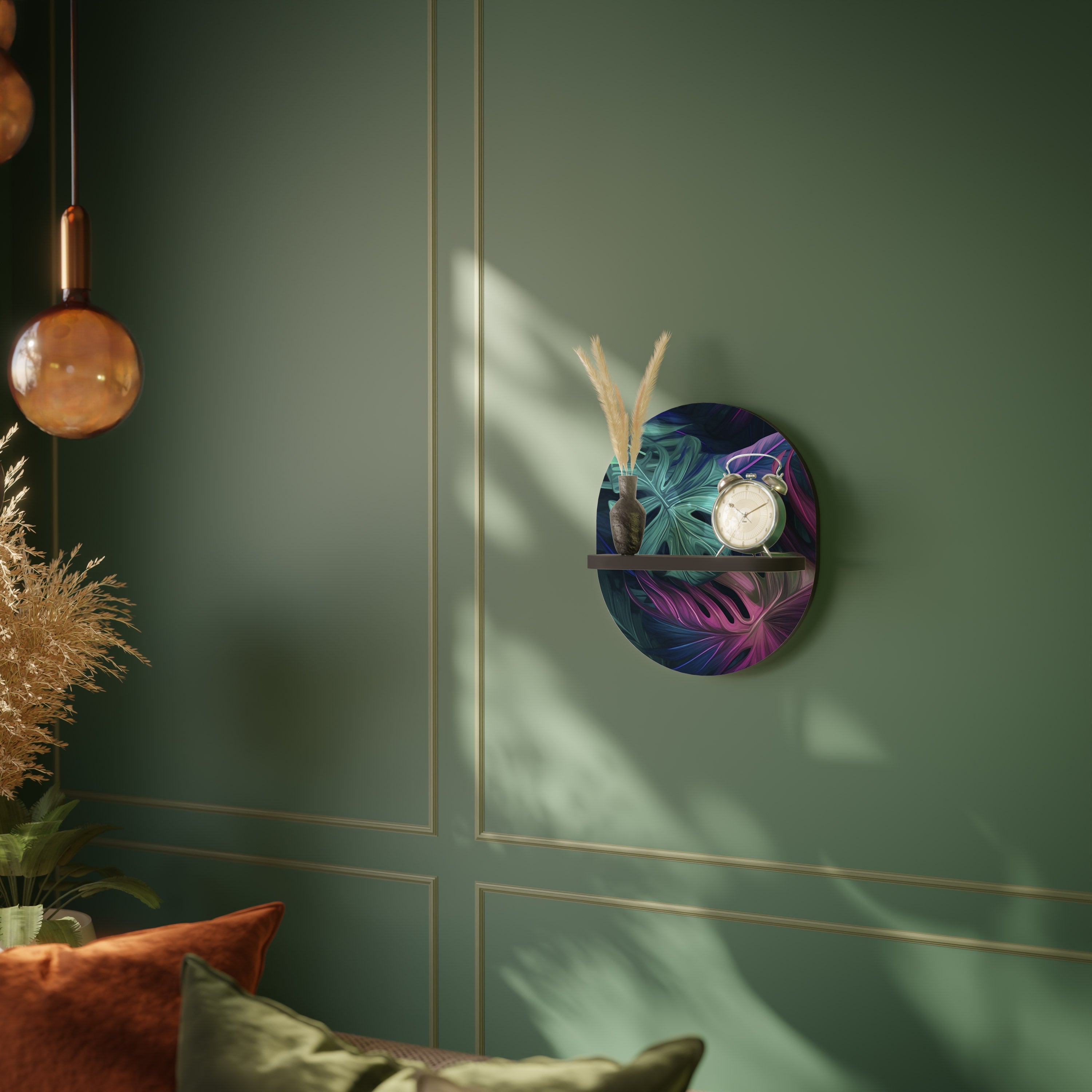 Étagère ovale PSYCHODELIC MONSTERA en finition noire