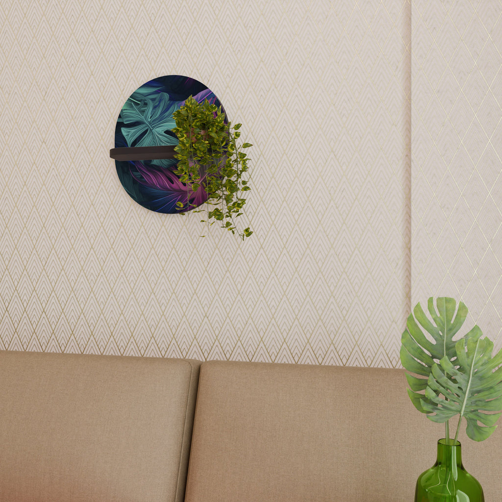 Étagère ovale PSYCHODELIC MONSTERA en finition noire