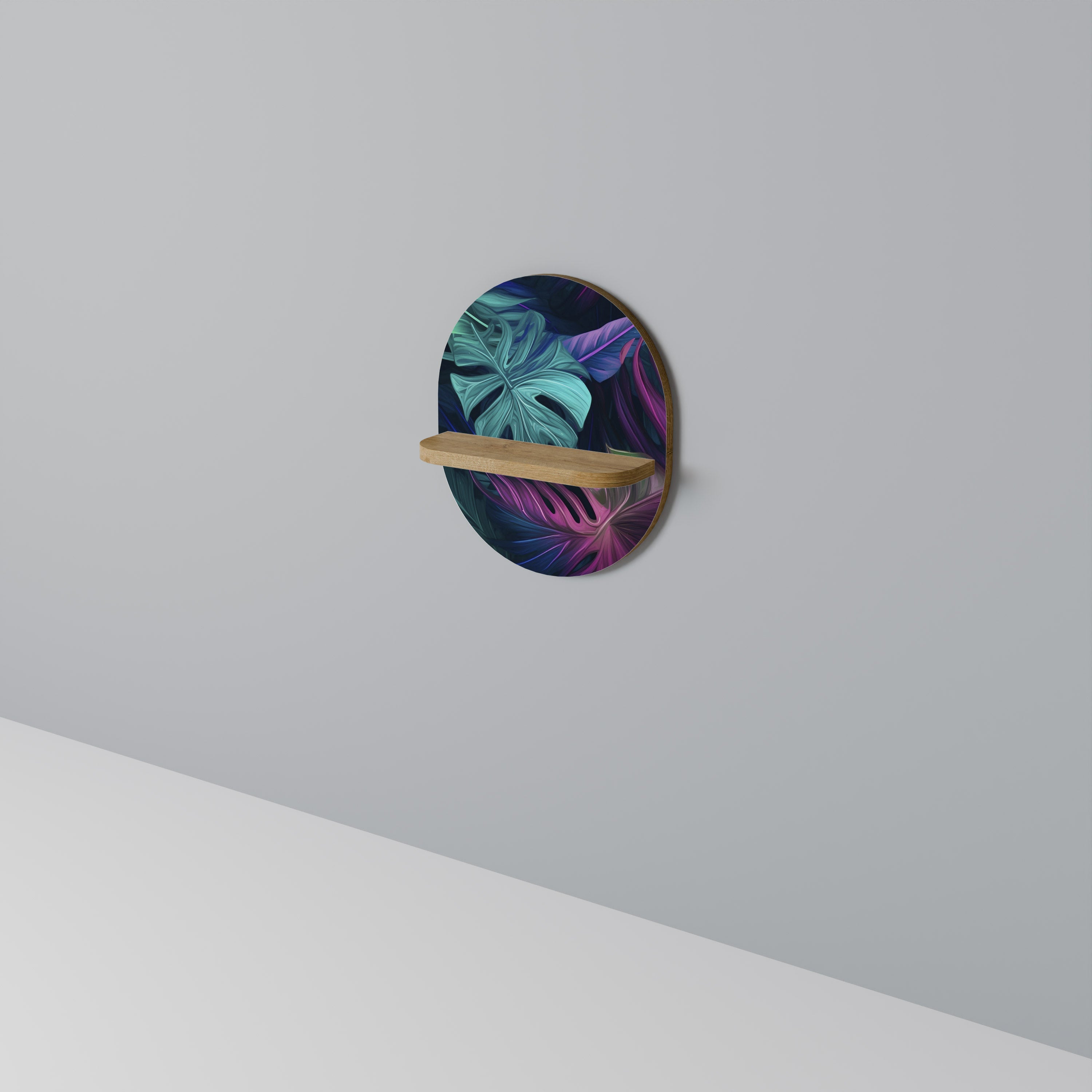 Étagère ovale effet chêne PSYCHODELIC MONSTERA