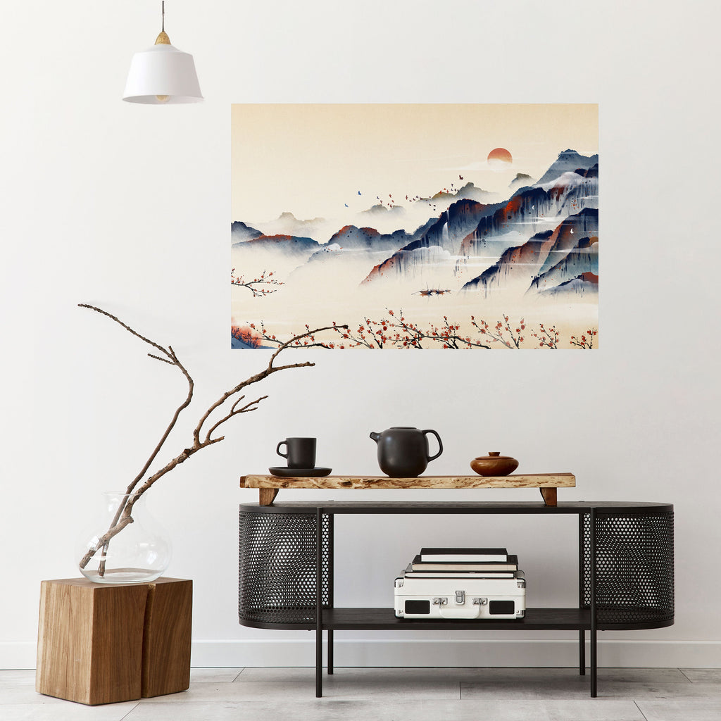 Affiche horizontale autocollante PAYSAGE JAPONAIS