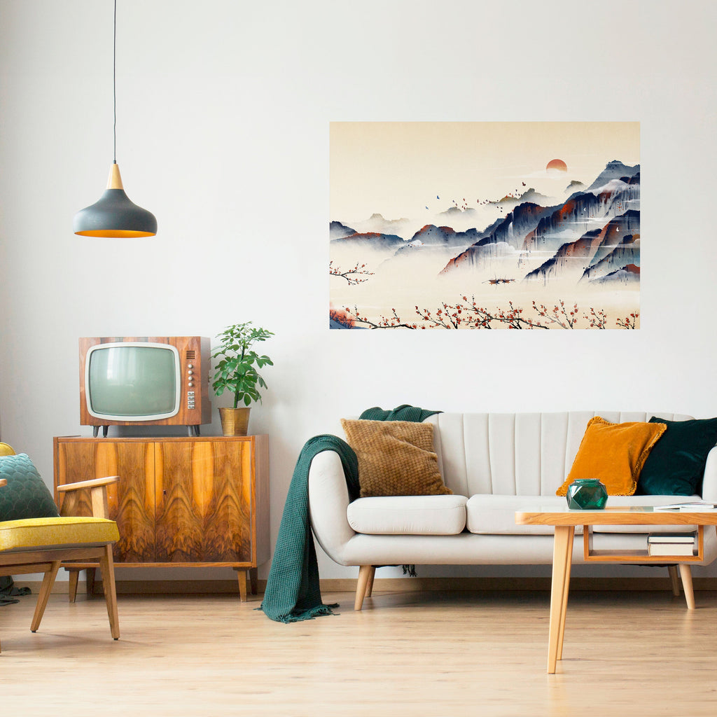 Affiche horizontale autocollante PAYSAGE JAPONAIS