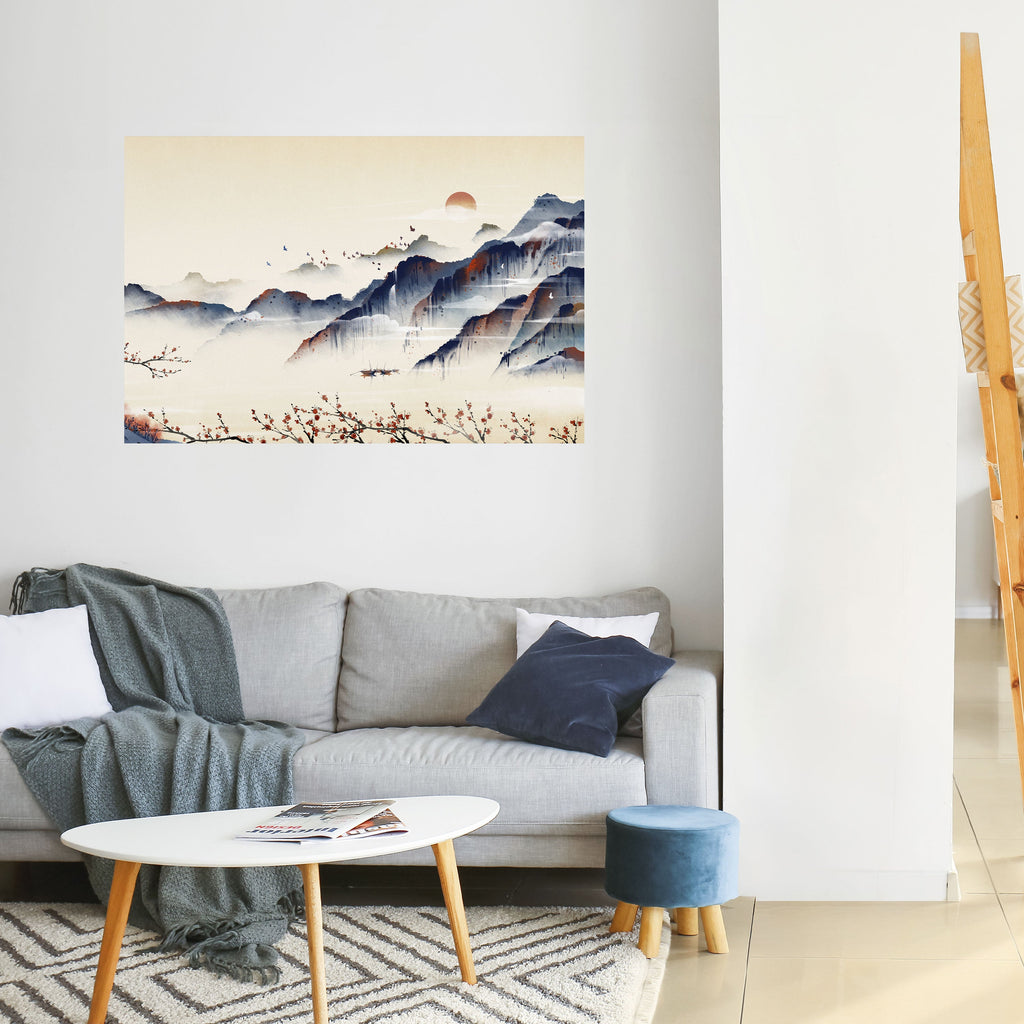 Affiche horizontale autocollante PAYSAGE JAPONAIS