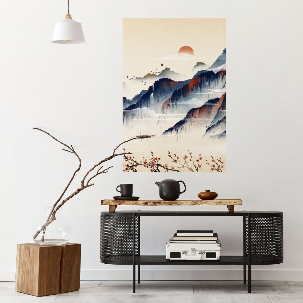 Affiche verticale autocollante PAYSAGE JAPONAIS