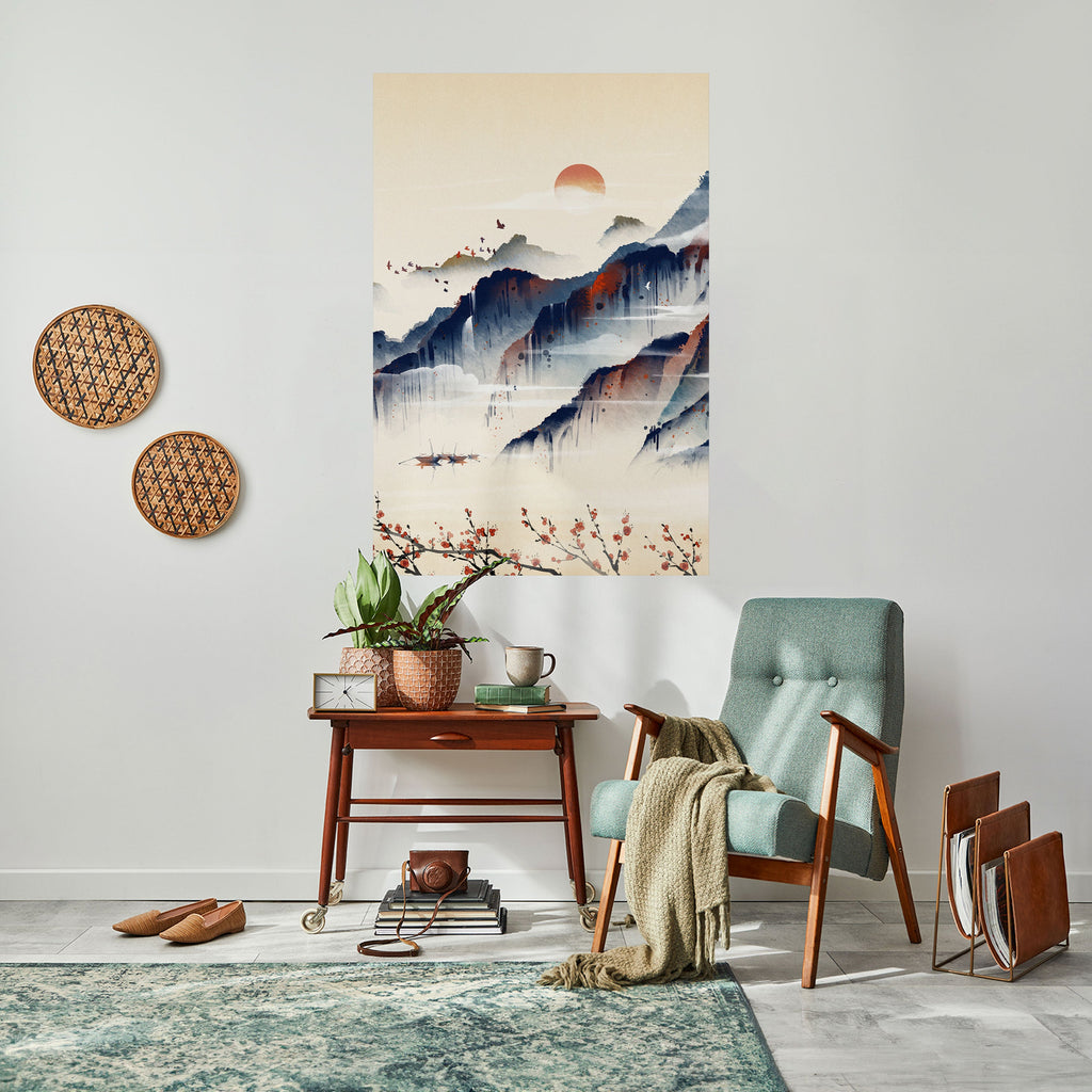 Affiche verticale autocollante PAYSAGE JAPONAIS