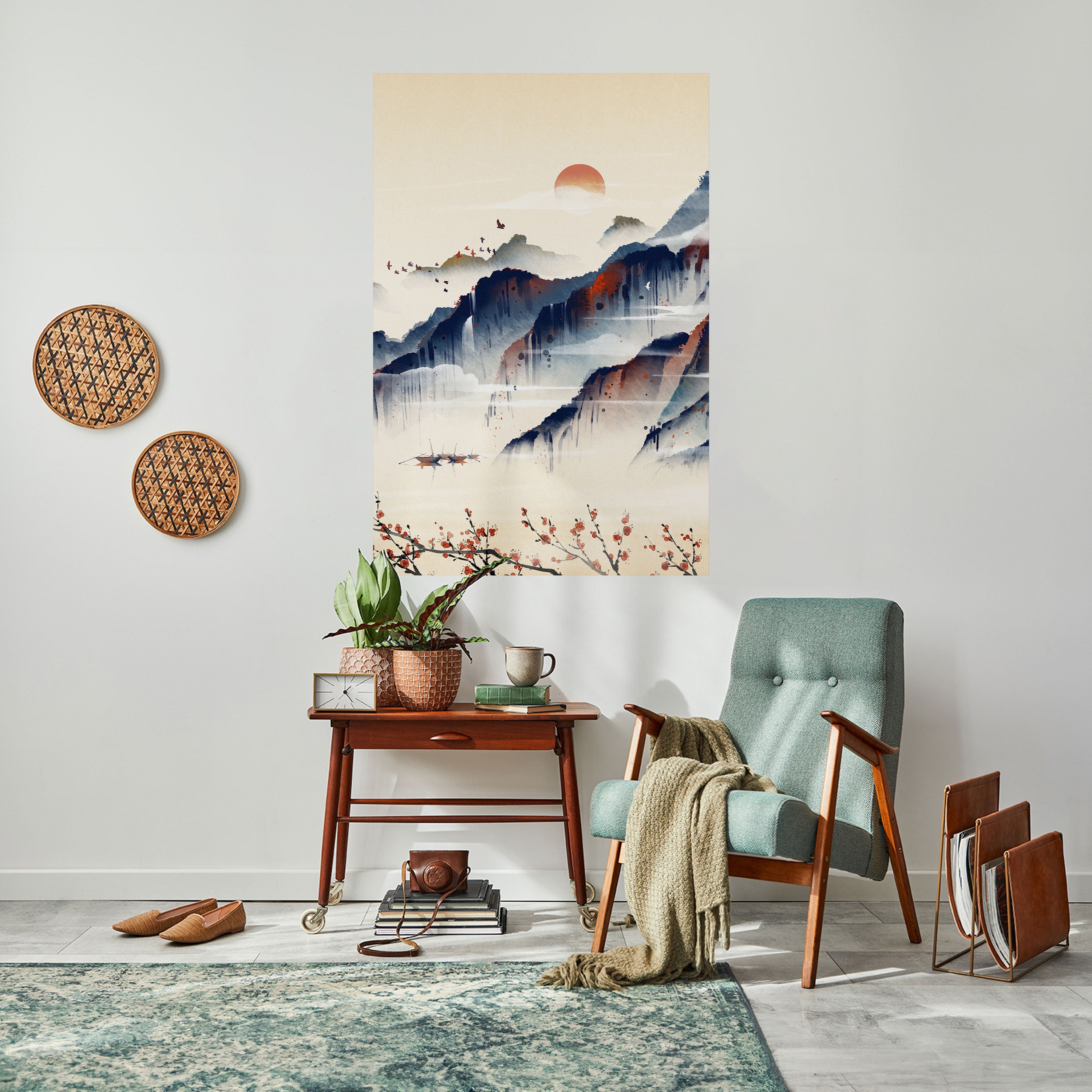 Affiche verticale autocollante PAYSAGE JAPONAIS