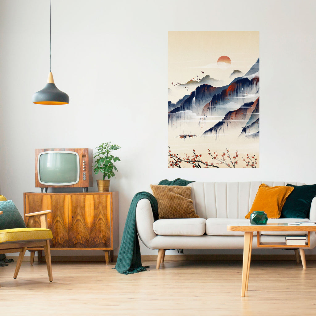 Affiche verticale autocollante PAYSAGE JAPONAIS