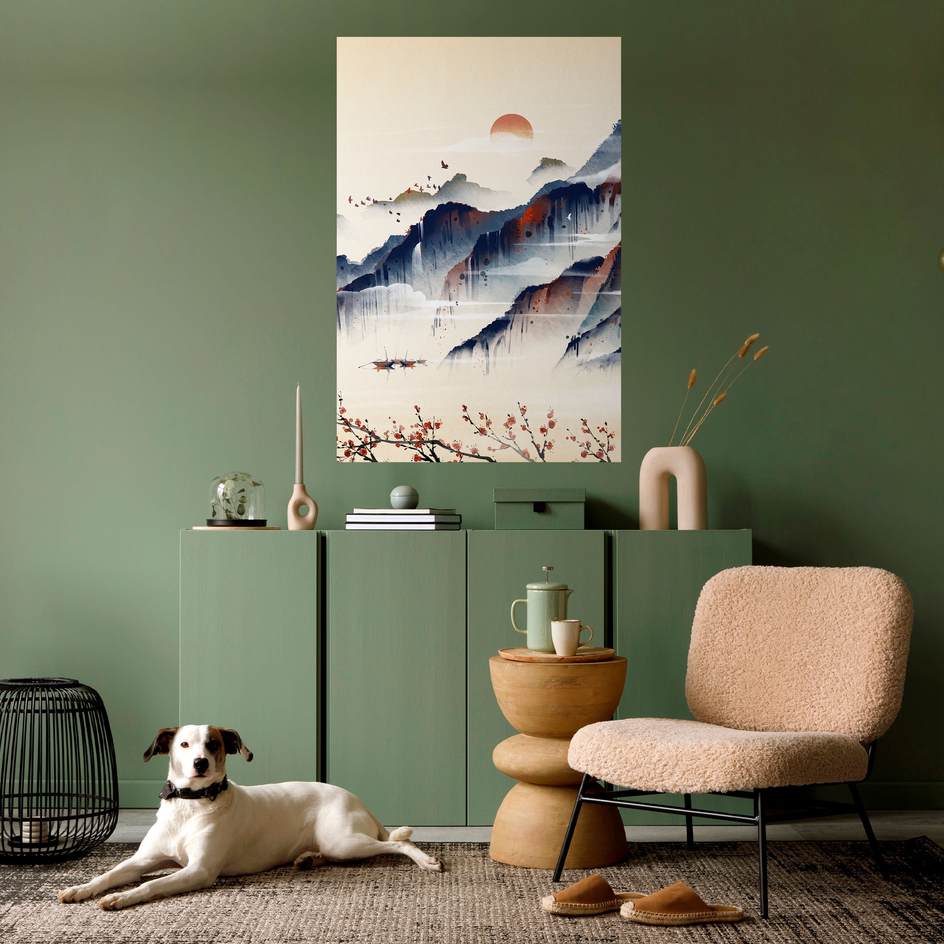 Affiche verticale autocollante PAYSAGE JAPONAIS