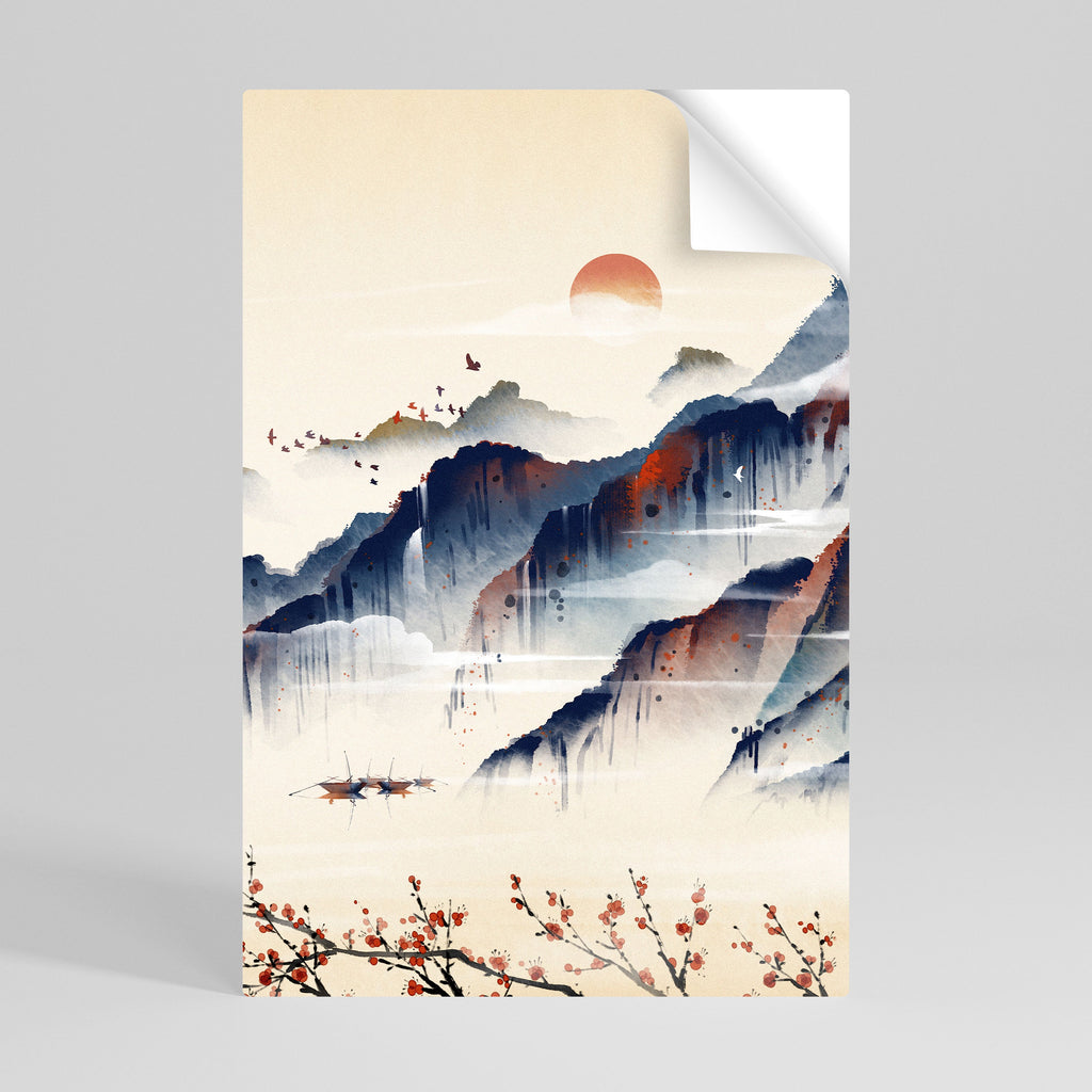 Affiche verticale autocollante PAYSAGE JAPONAIS