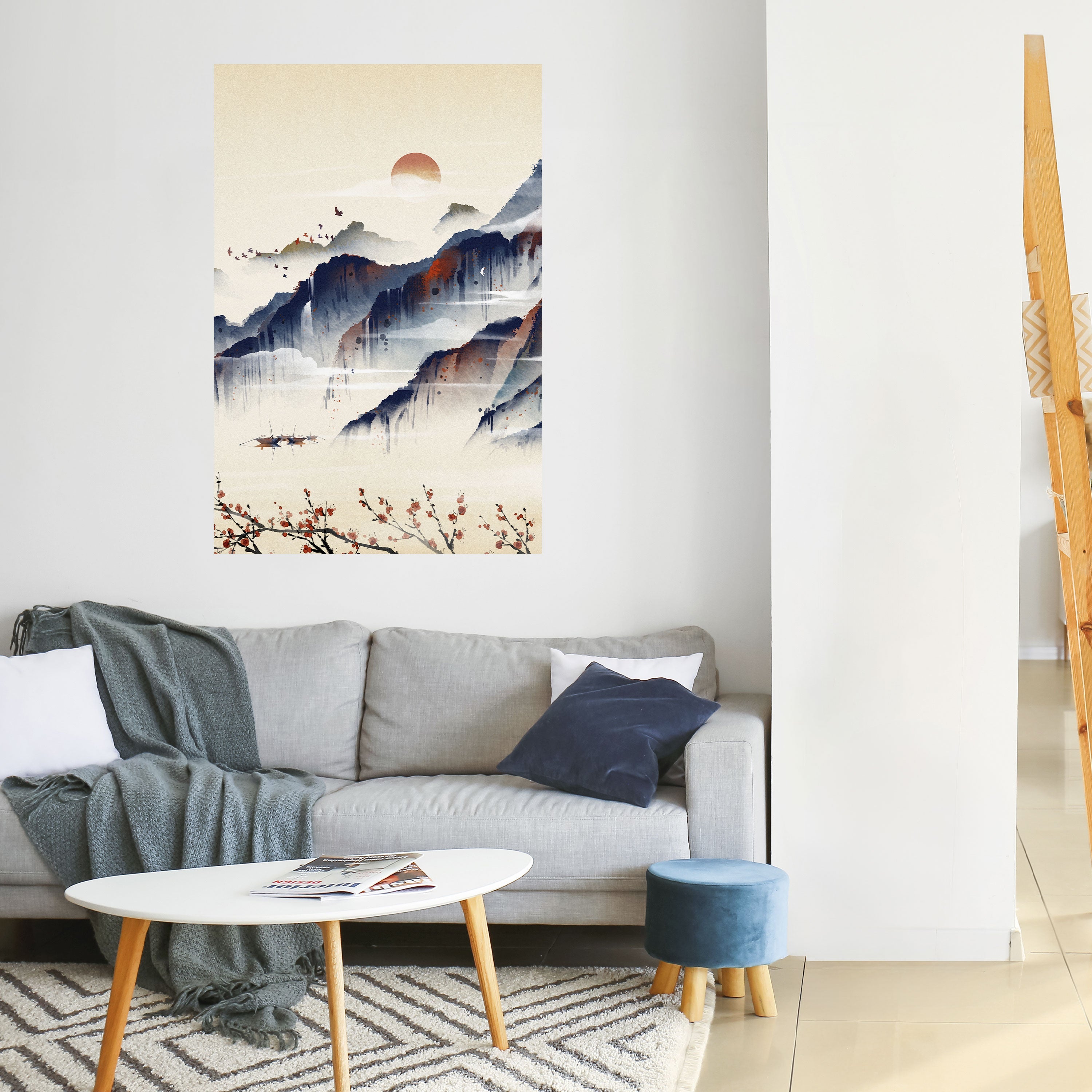 Affiche verticale autocollante PAYSAGE JAPONAIS