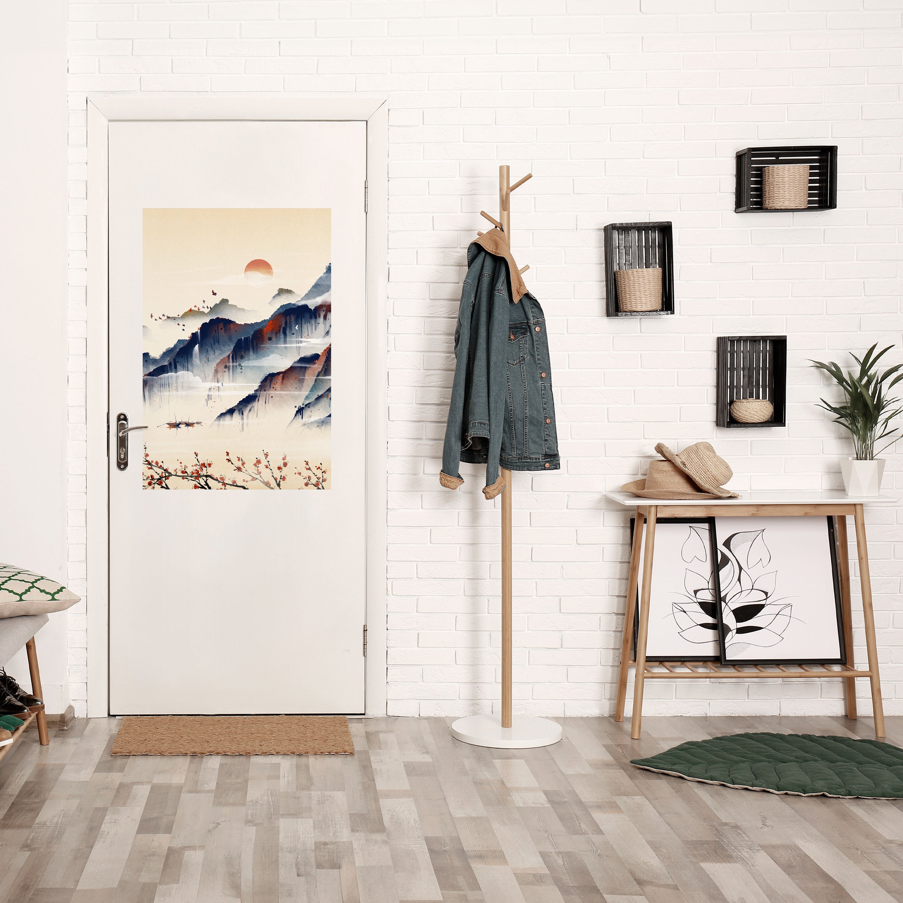 Affiche verticale autocollante PAYSAGE JAPONAIS