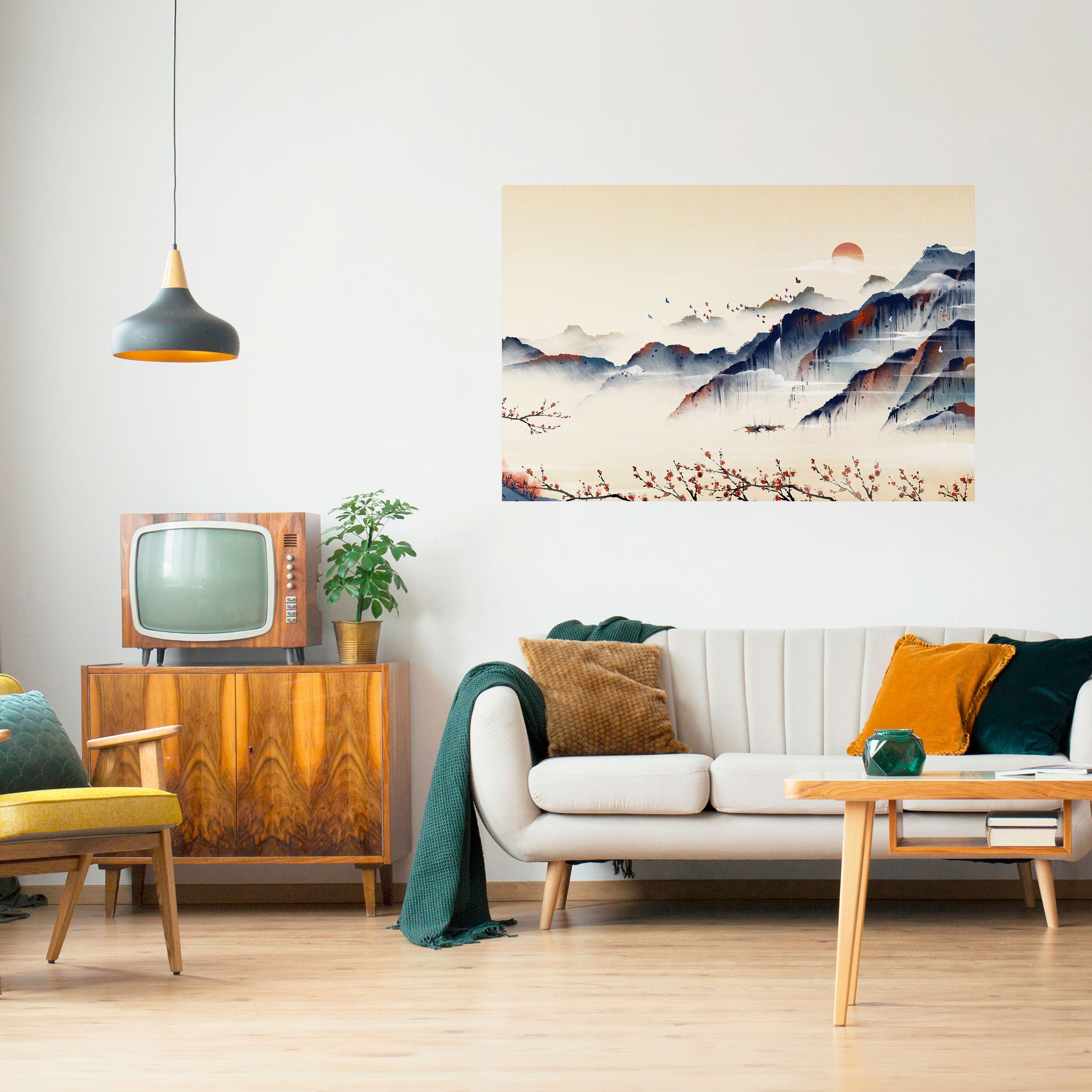 Affiche horizontale autocollante PAYSAGE JAPONAIS