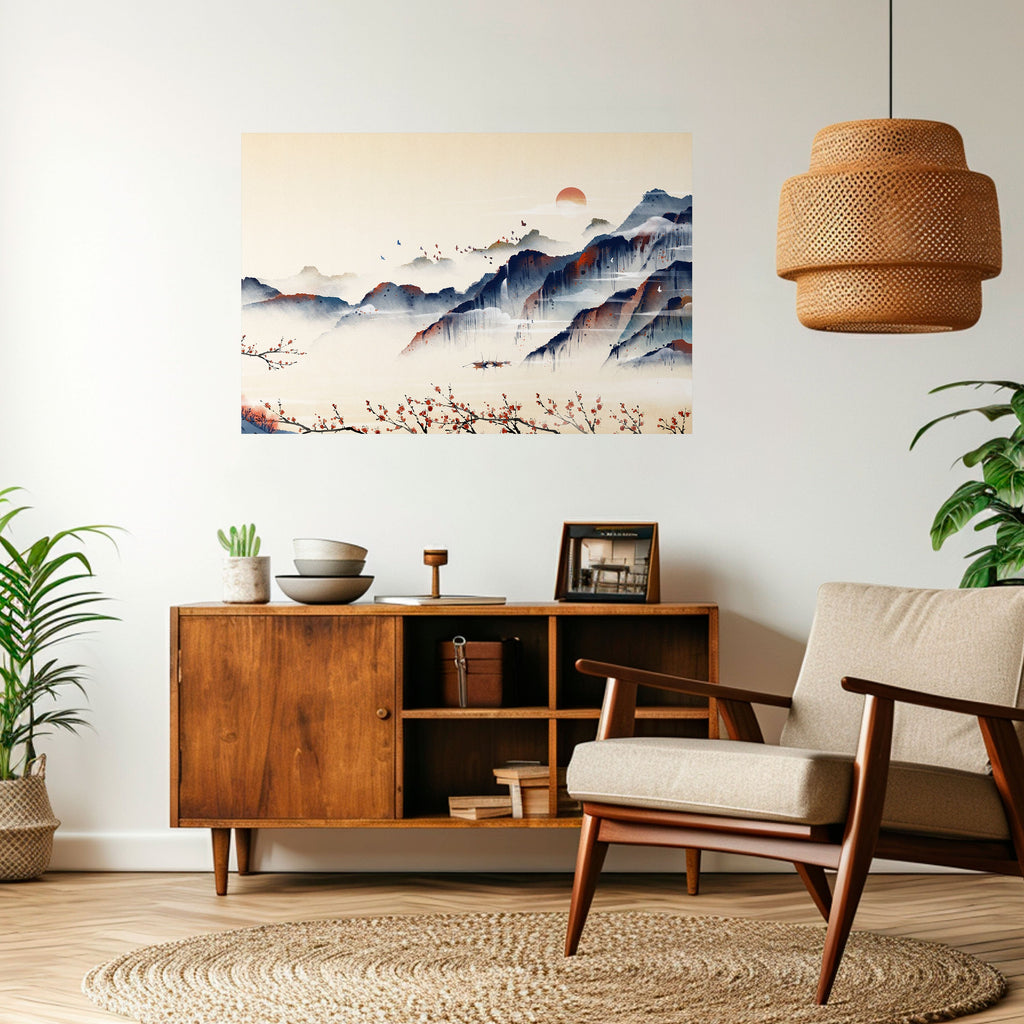 Affiche horizontale autocollante PAYSAGE JAPONAIS